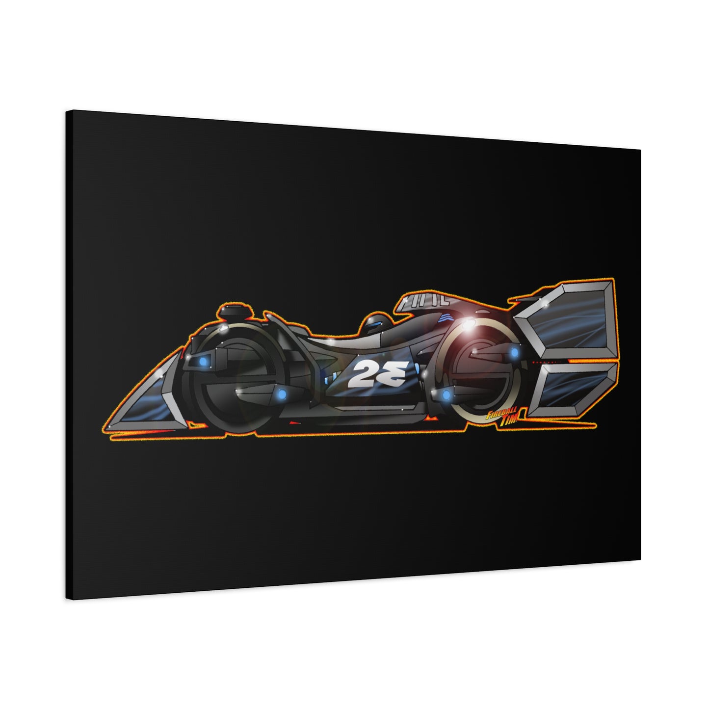 SPEED RACER GRAY GHOST Race Car Fireball Art Canvas Print