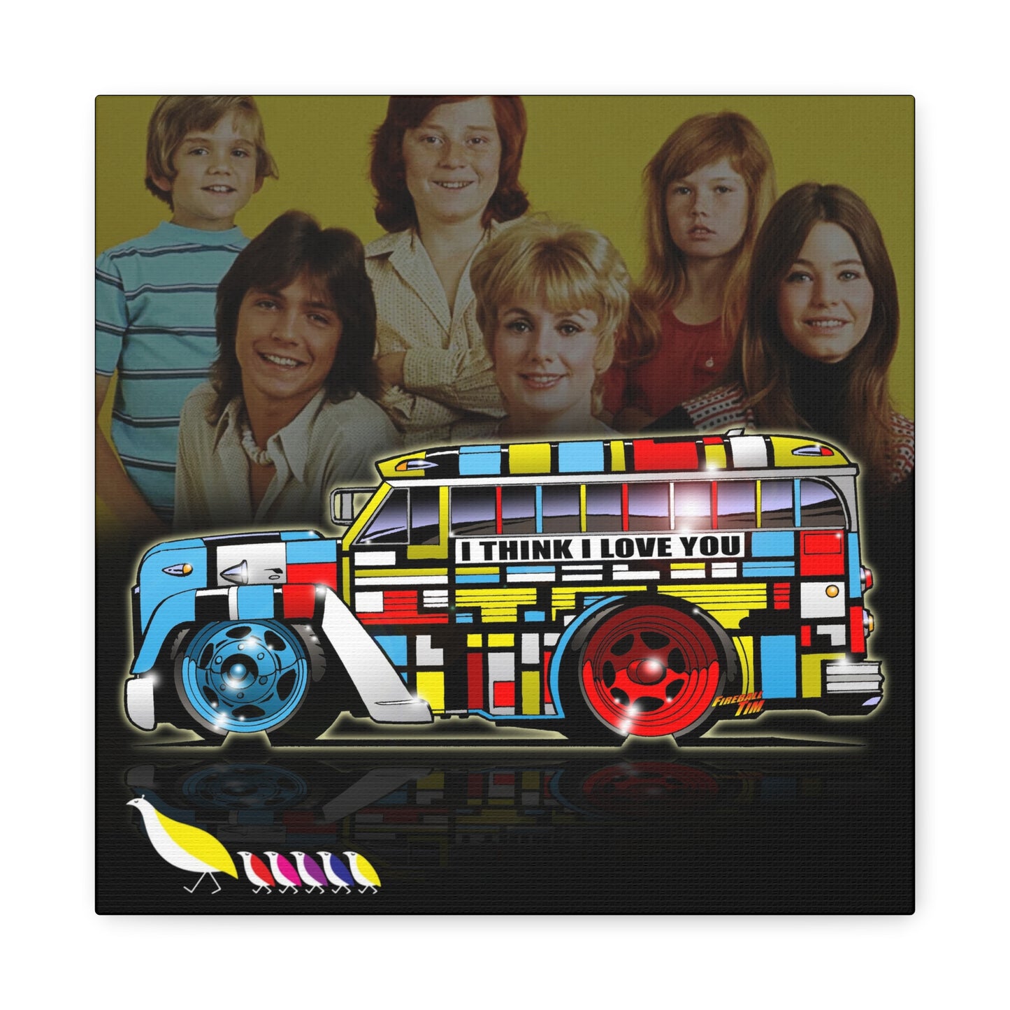 PARTRIDGE FAMILY BUS Fireball Canvas Art Wall Print - 12x12