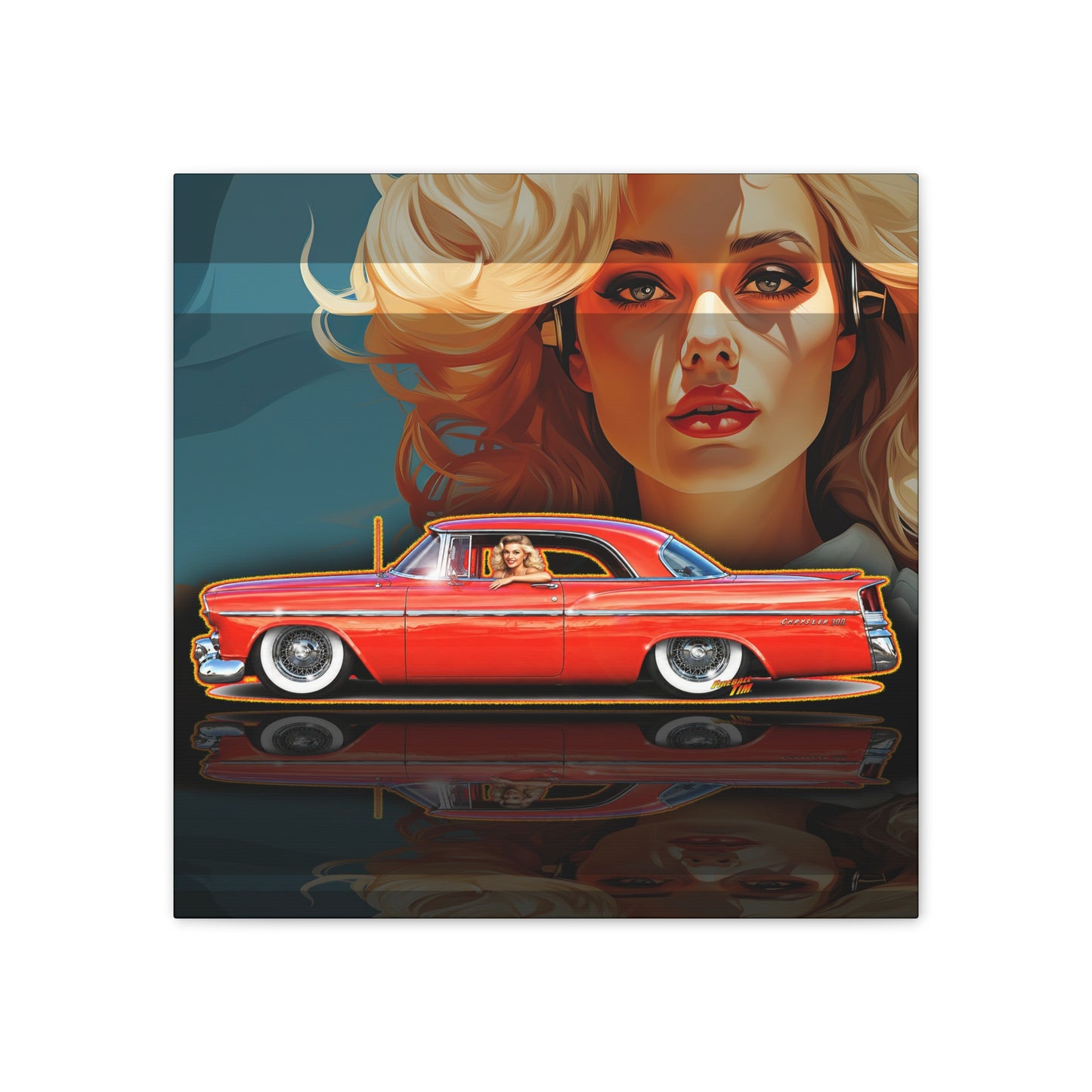 CHRYSLER 300 1958 Collectible Fireball Art Canvas Stretched Print