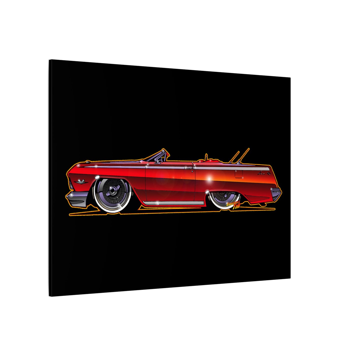 CHEVY IMPALA LOWRIDER Fireball Art Canvas Print
