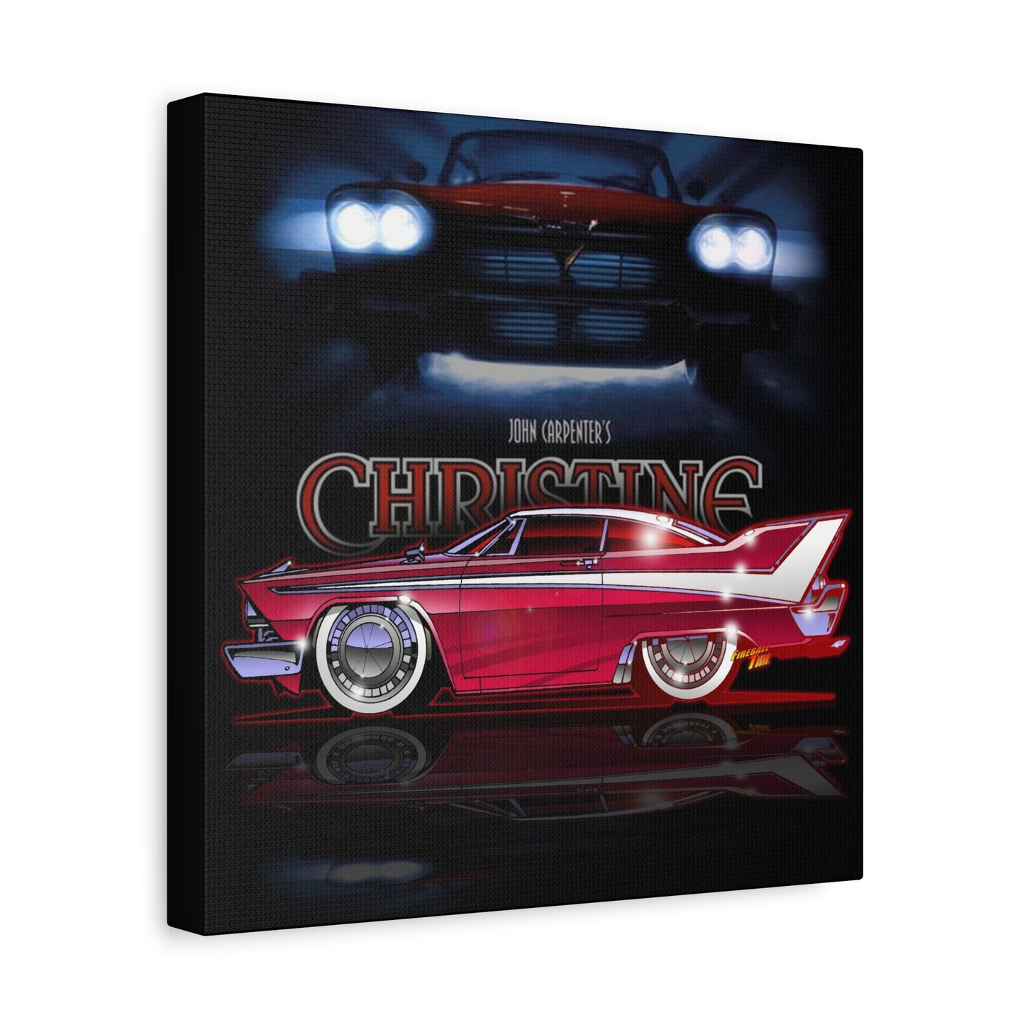 CHRISTINE 1958 Plymouth Fury Movie Car Fireball Art Canvas Print