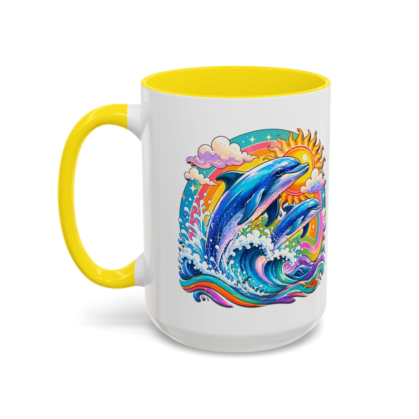 DOLPHIN SPLASH 2 Aquarium Series Fireball Art Coffee Mug - 2 Sizes