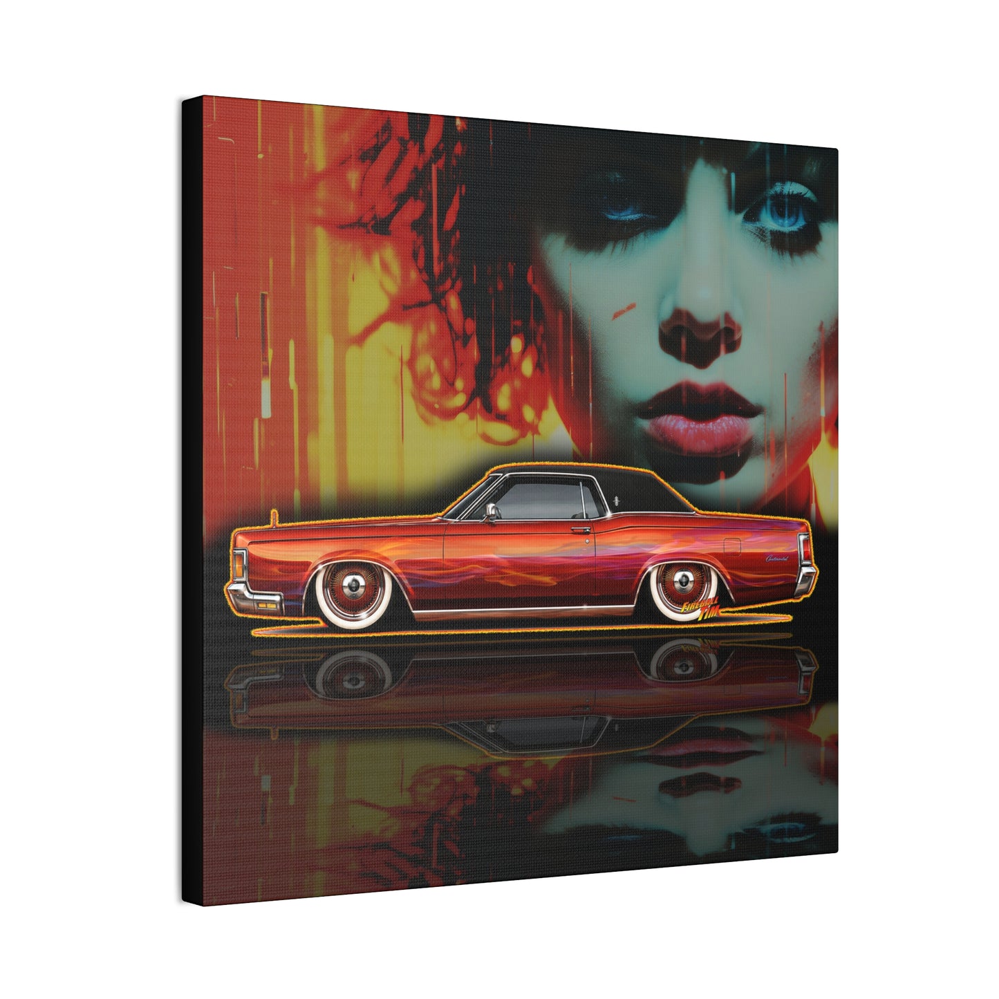 LINCOLN CONTINENTAL Mark III Custom 1961 Collectible Fireball Art Canvas Stretched Print