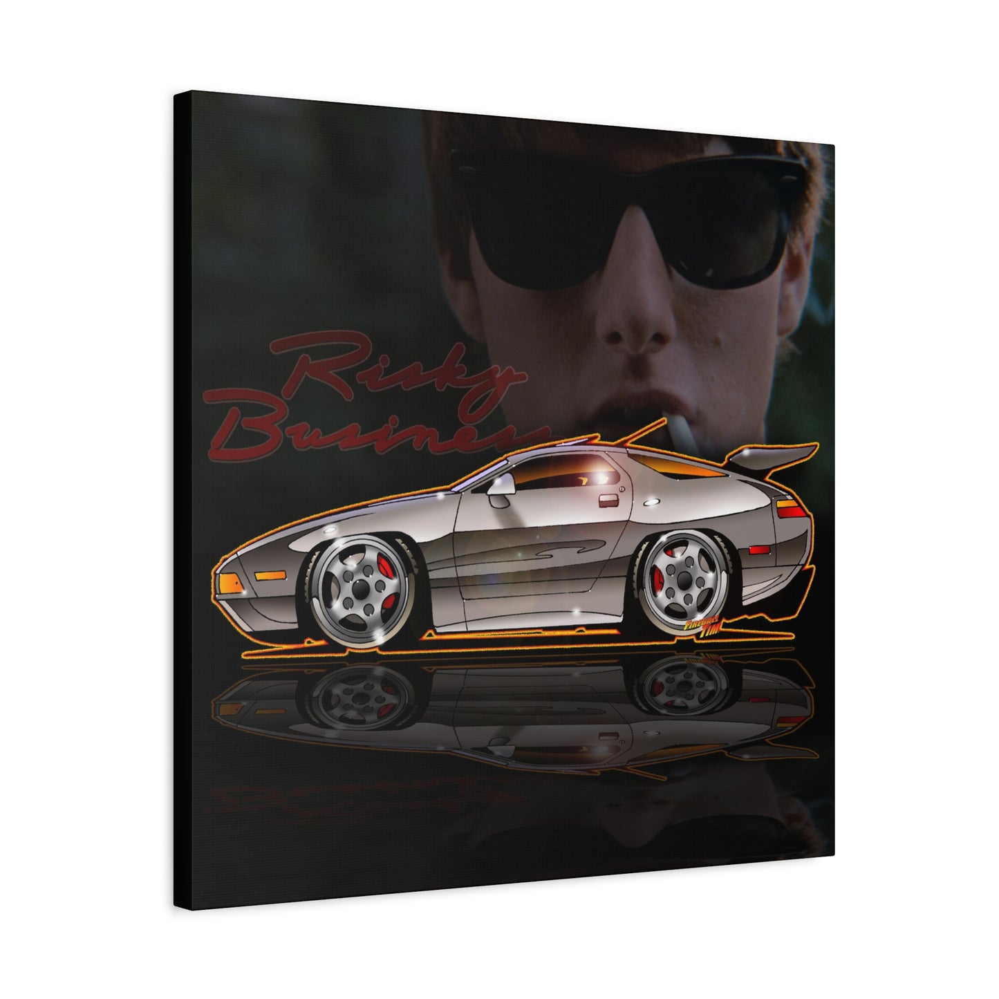 RISKY BUSINESS Porsche 928 Fireball Art Canvas Print - Sizes