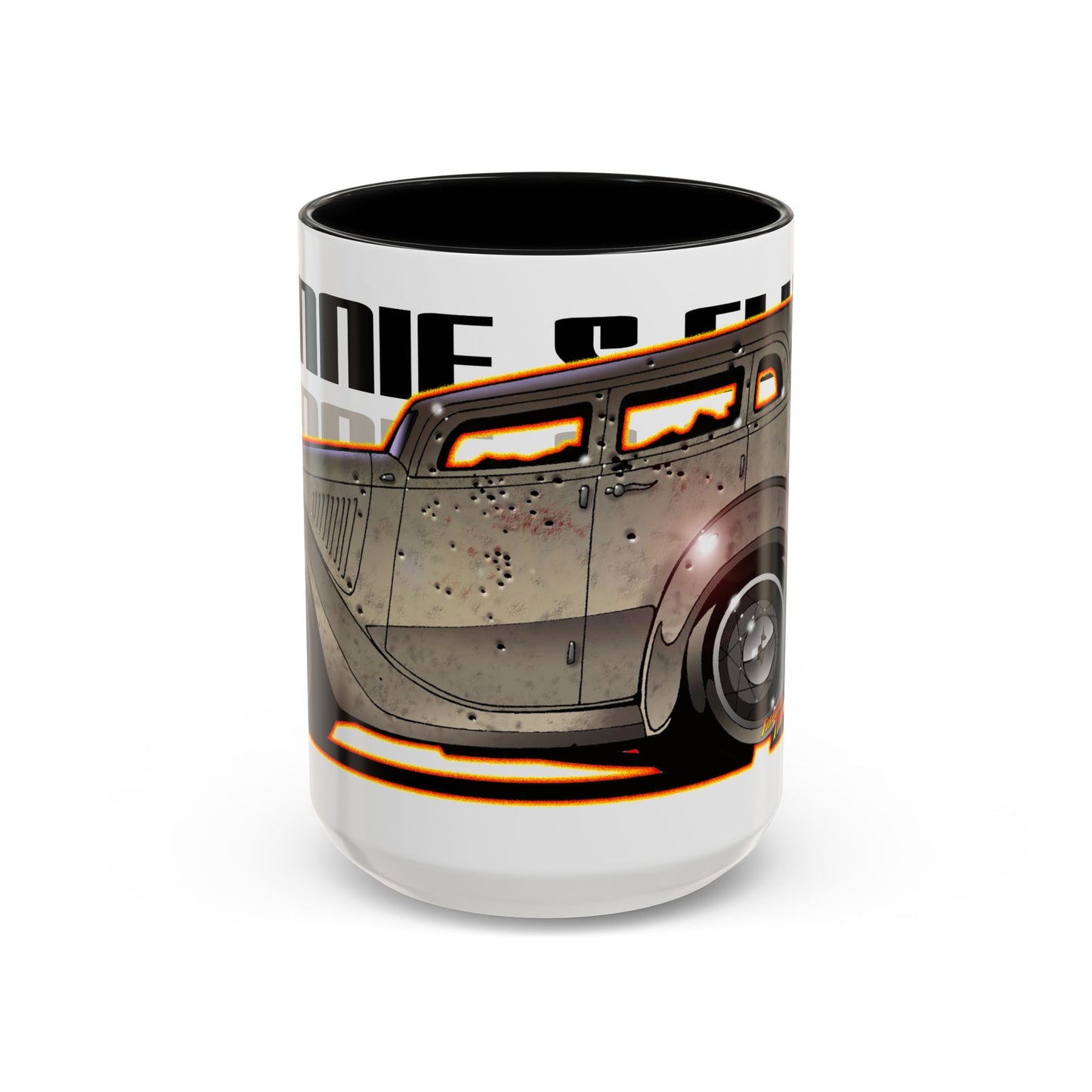 BONNIE & CLYDE 1934 Ford Model 730 Deluxe Sedan Fireball Art Coffee Mug - 2 Sizes