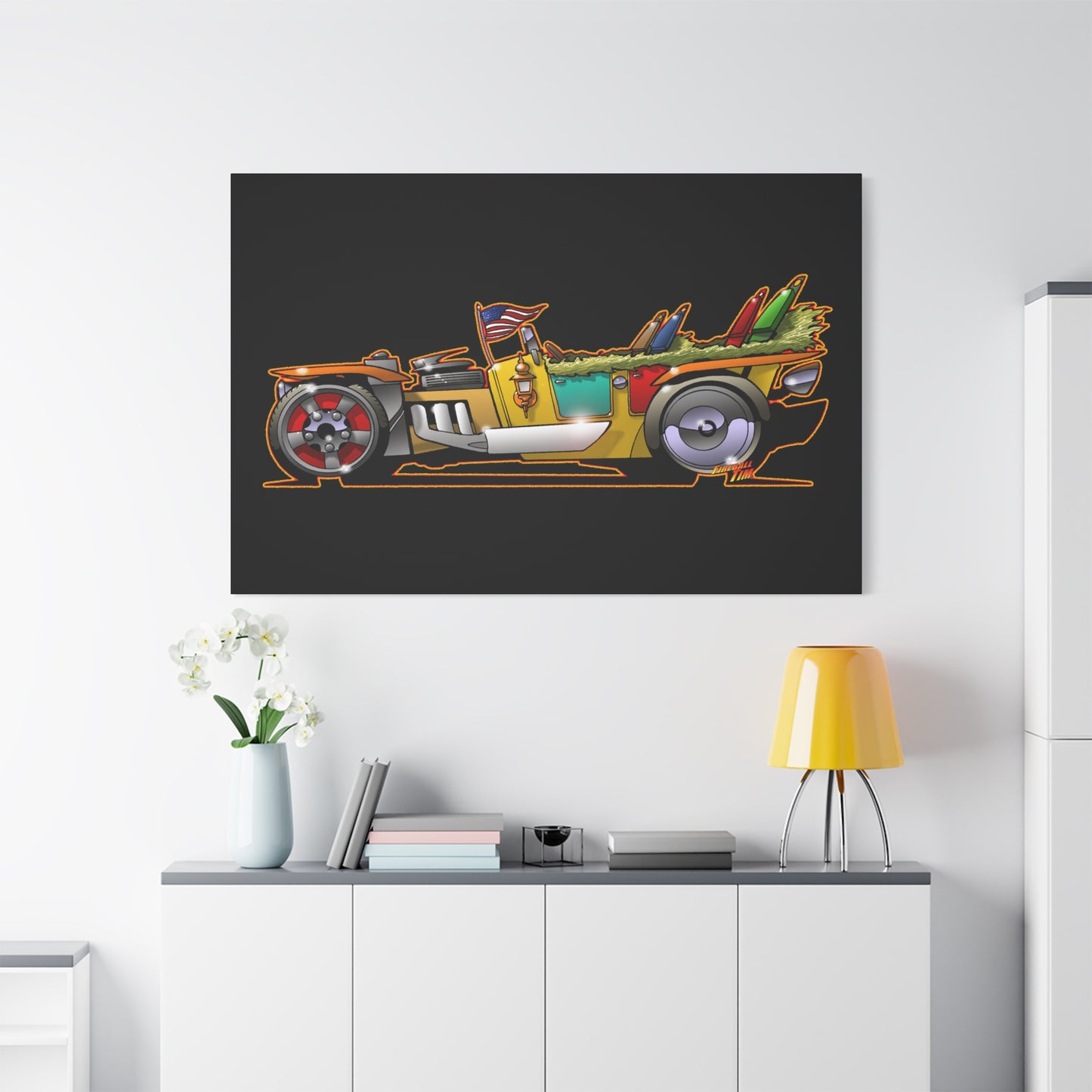MONGREL T HOT ROD Elvis Easy Come Easy Go Fireball Canvas Art Wall Print