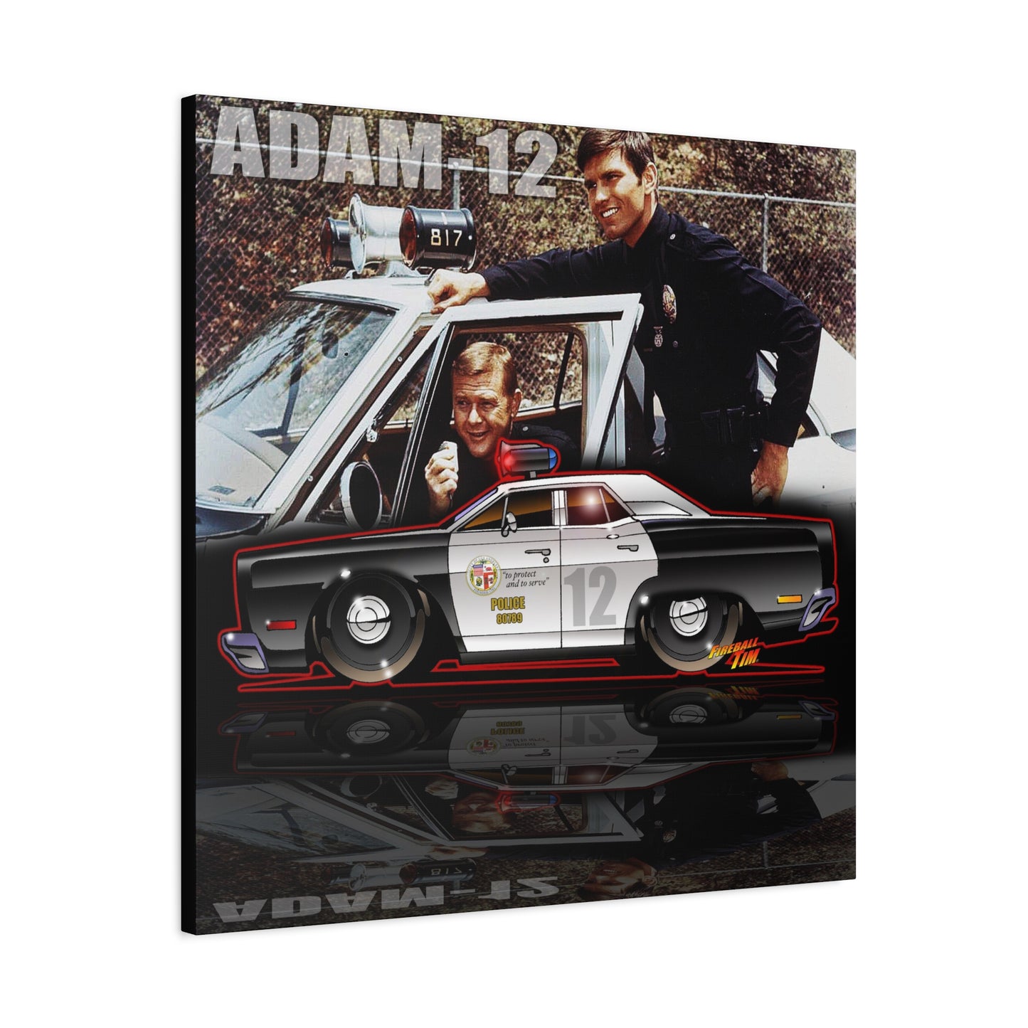 ADAM 12 PLYMOUTH Police Car Fireball Art Canvas Print