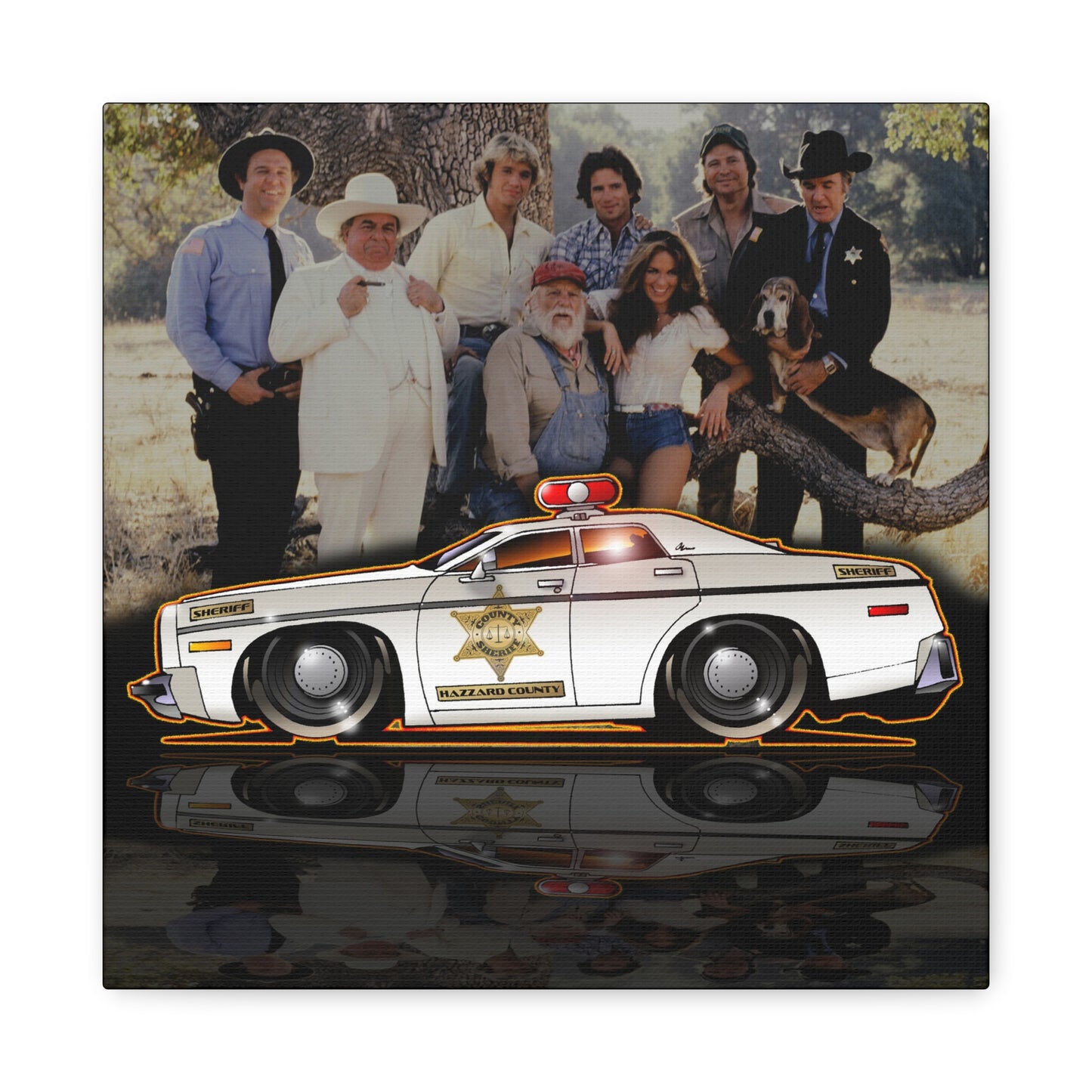 DUKES OF HAZZARD SHERIFF POLICE CAR Collectible Fireball Art Canvas Print