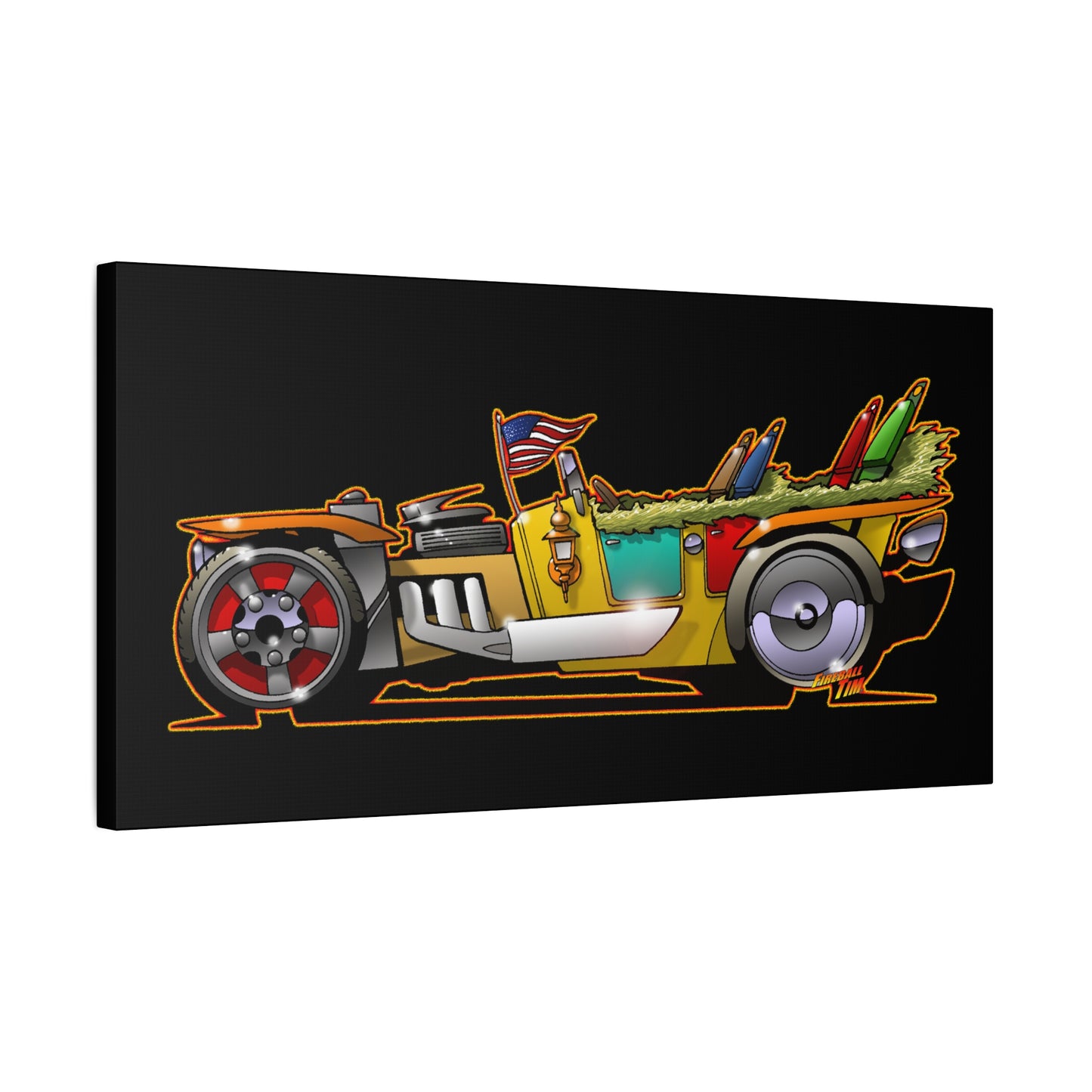 MONGREL T HOT ROD Elvis Easy Come Easy Go Fireball Canvas Art Wall Print