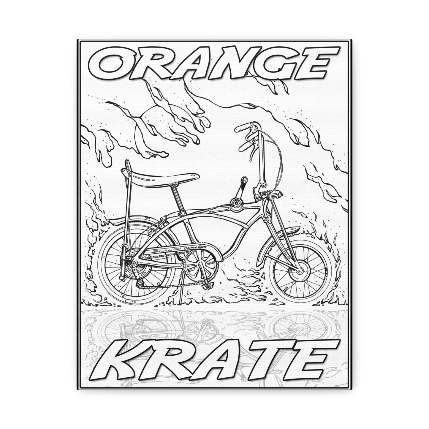 SCHWINN ORANGE KRATE Fireball Sketch Canvas Gallery Custom Bike Art 11x14