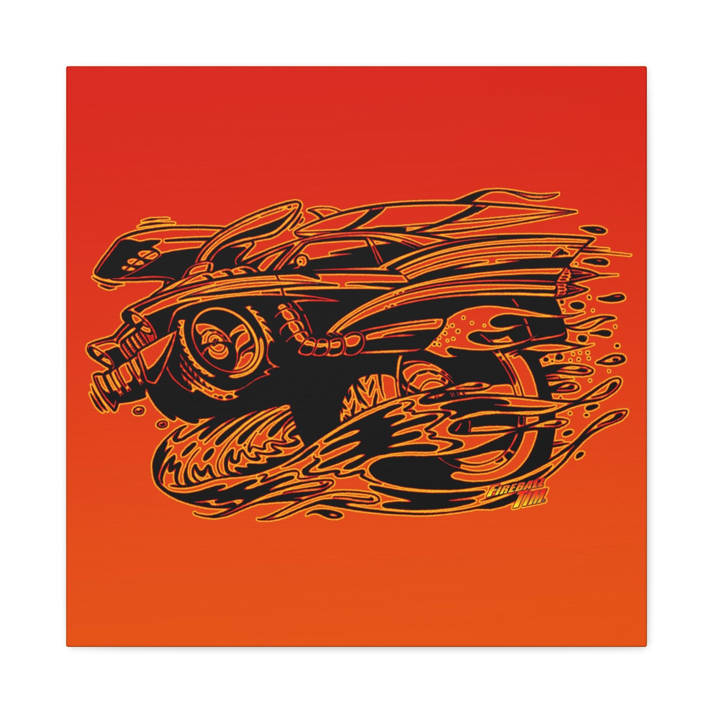 HOT ROD CHEVY Muscle Car Fireball Art Canvas Wall Print - Multiple Sizes