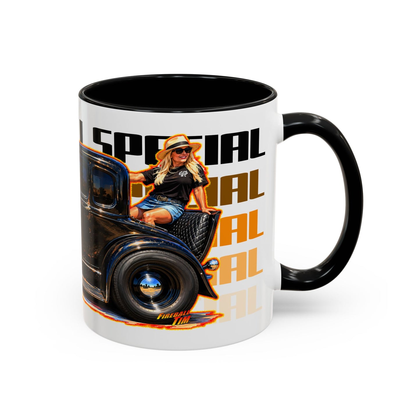 MCDOUGALL SPECIAL Model A Hot Rod Collectible Fireball Art Coffee Mug - 2 Sizes