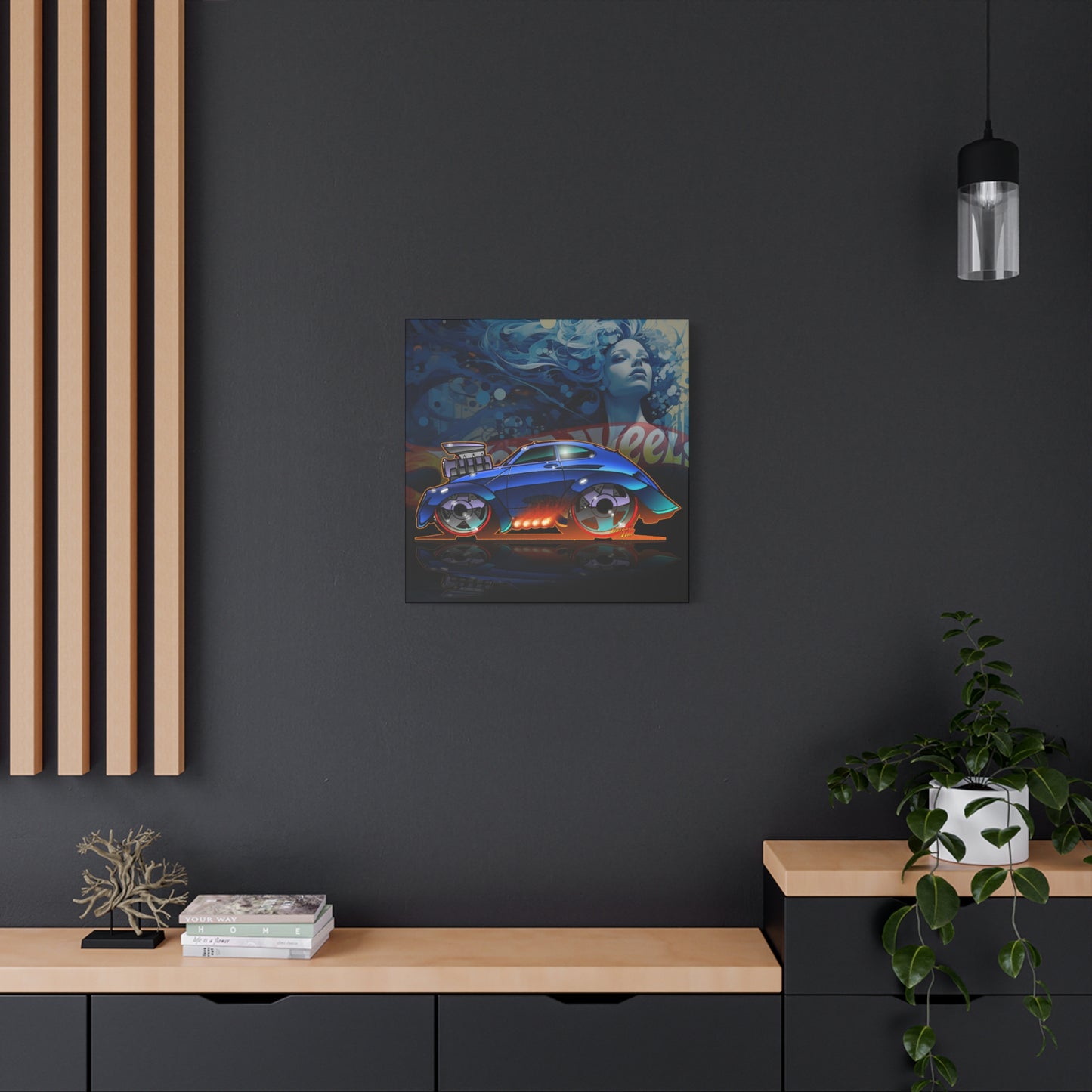 HOT WEEHLS Custom VW Bug Fireball Art Canvas Print