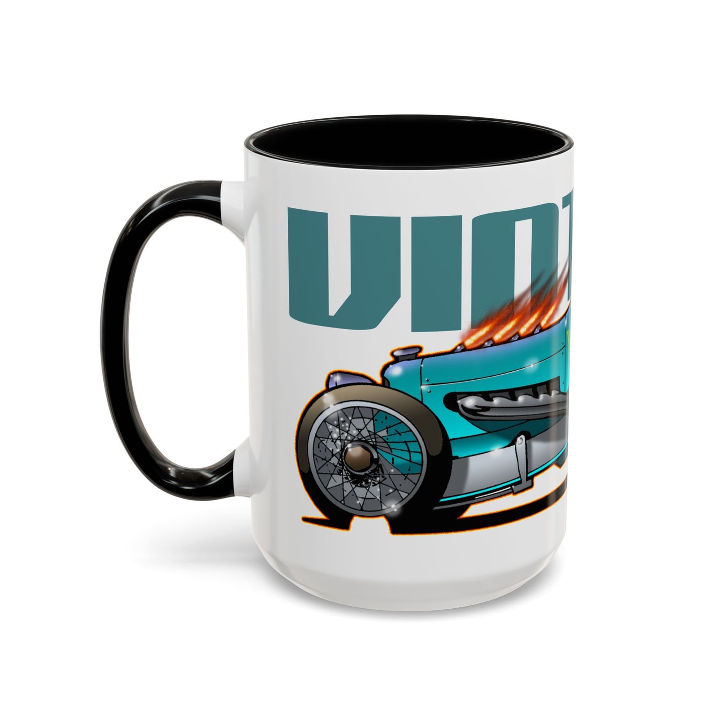 CUSTOM VINTAGE RACE CAR Fireball Art Coffee Mug - 2 Sizes