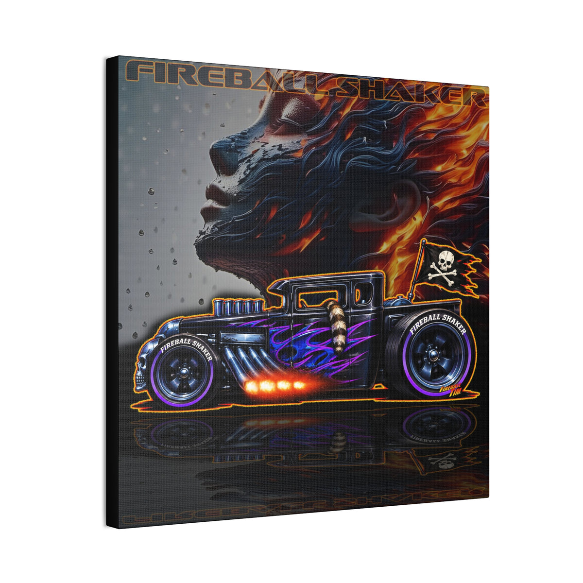 HOT WHEELS FIREBALL SHAKER Hot Rod Collectible Fireball Art Canvas Stretched Print