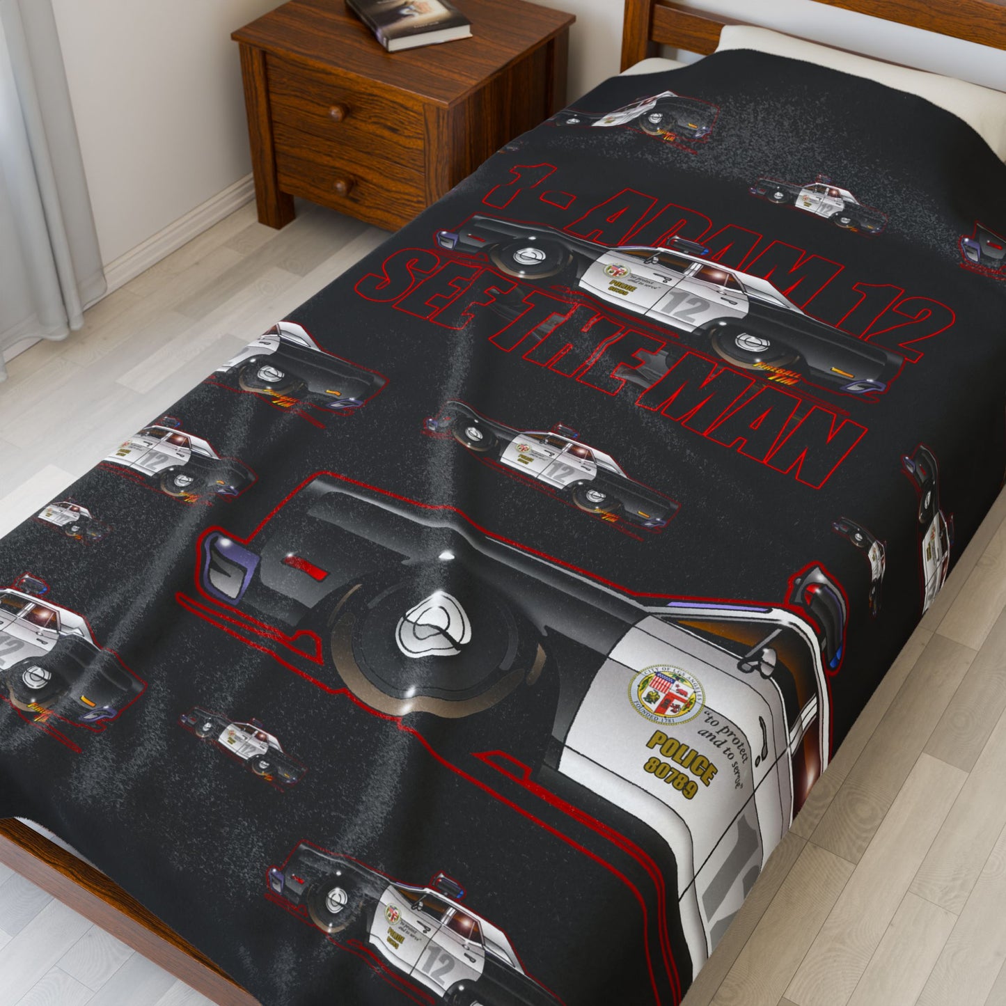 ADAM 12 PLYMOUTH BELVEDERE Police Car Cozy Blanket - 3 Sizes