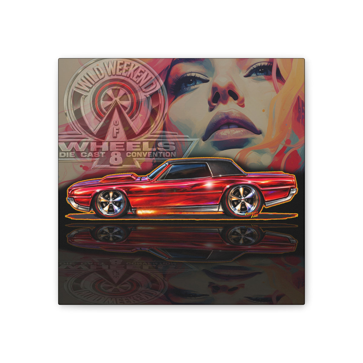 HOT WHEELS Sweet 16 CUSTOM TBIRD Collectible Fireball Art Canvas Stretched Print