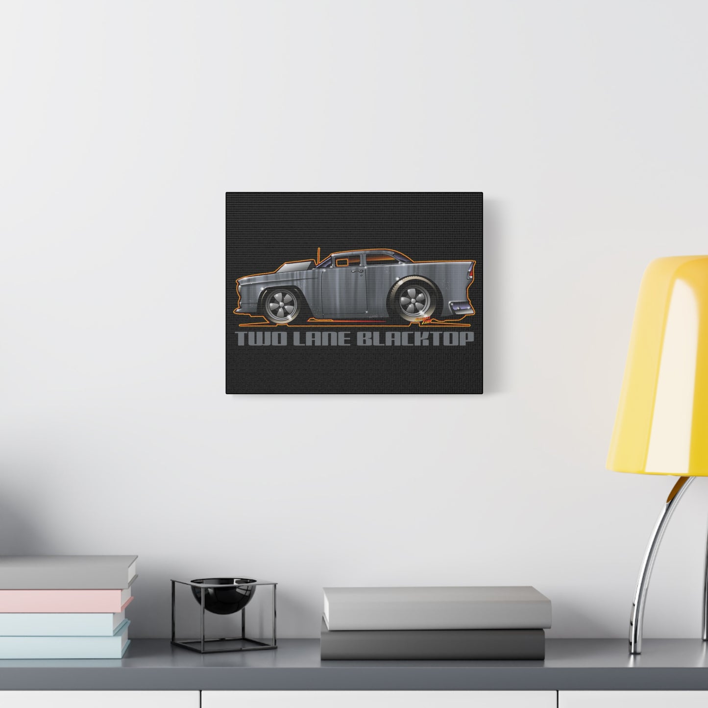 TWO LANE BLACKTOP 1955 CHEVY Fireball Art Canvas Print - 11x14