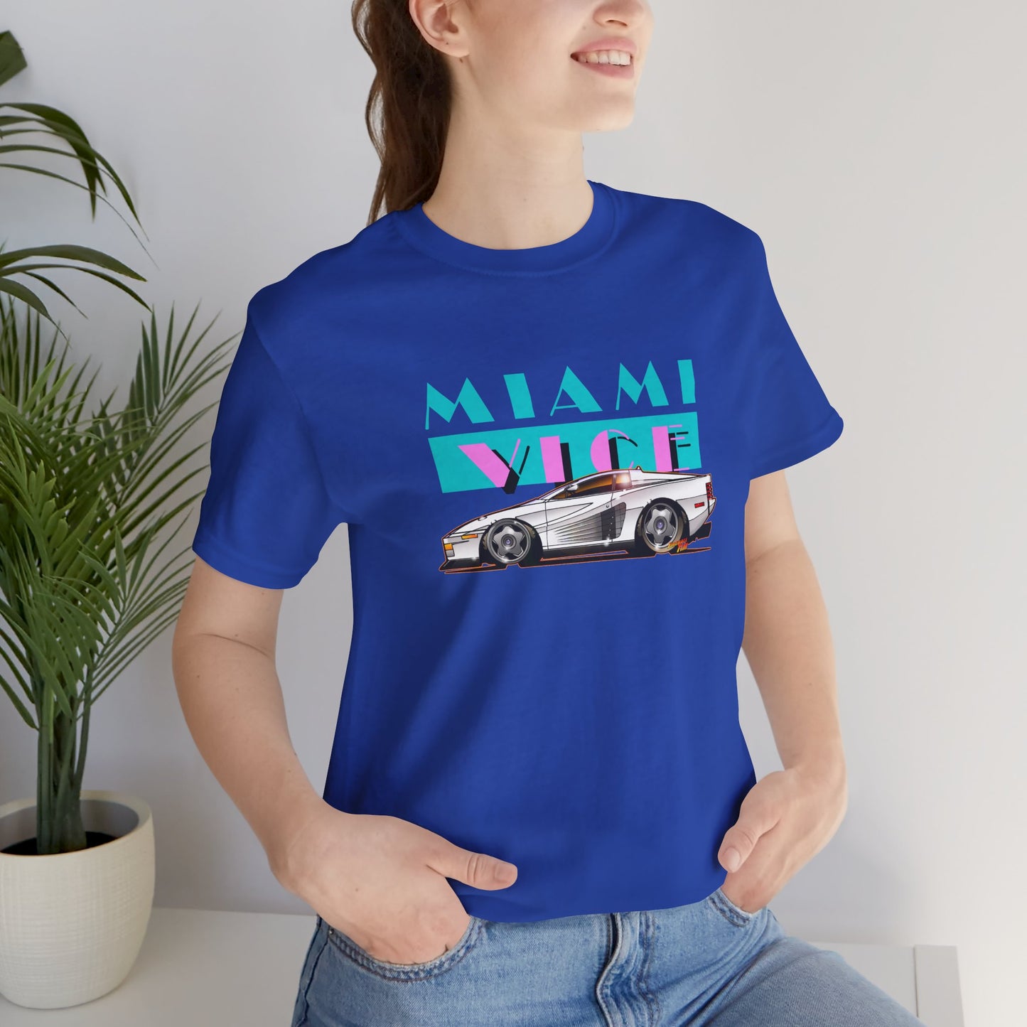 MIAMI VICE FERRARI TESTAROSSA TV Show Short Sleeve Tee 12 Colors