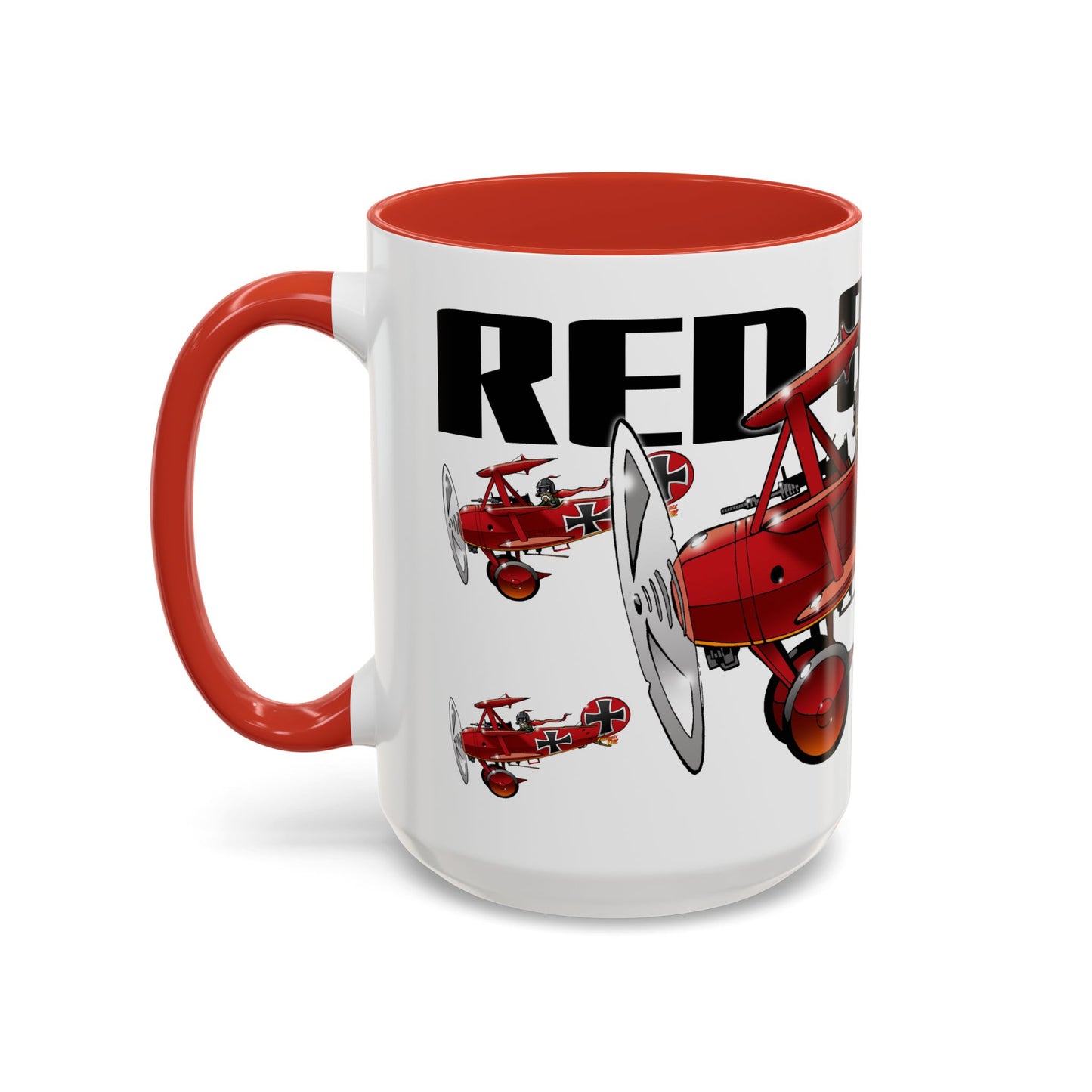 RED BARON FOKKER WW1 Airplane Fireball Art Collectible Coffee Mug - 2 Sizes