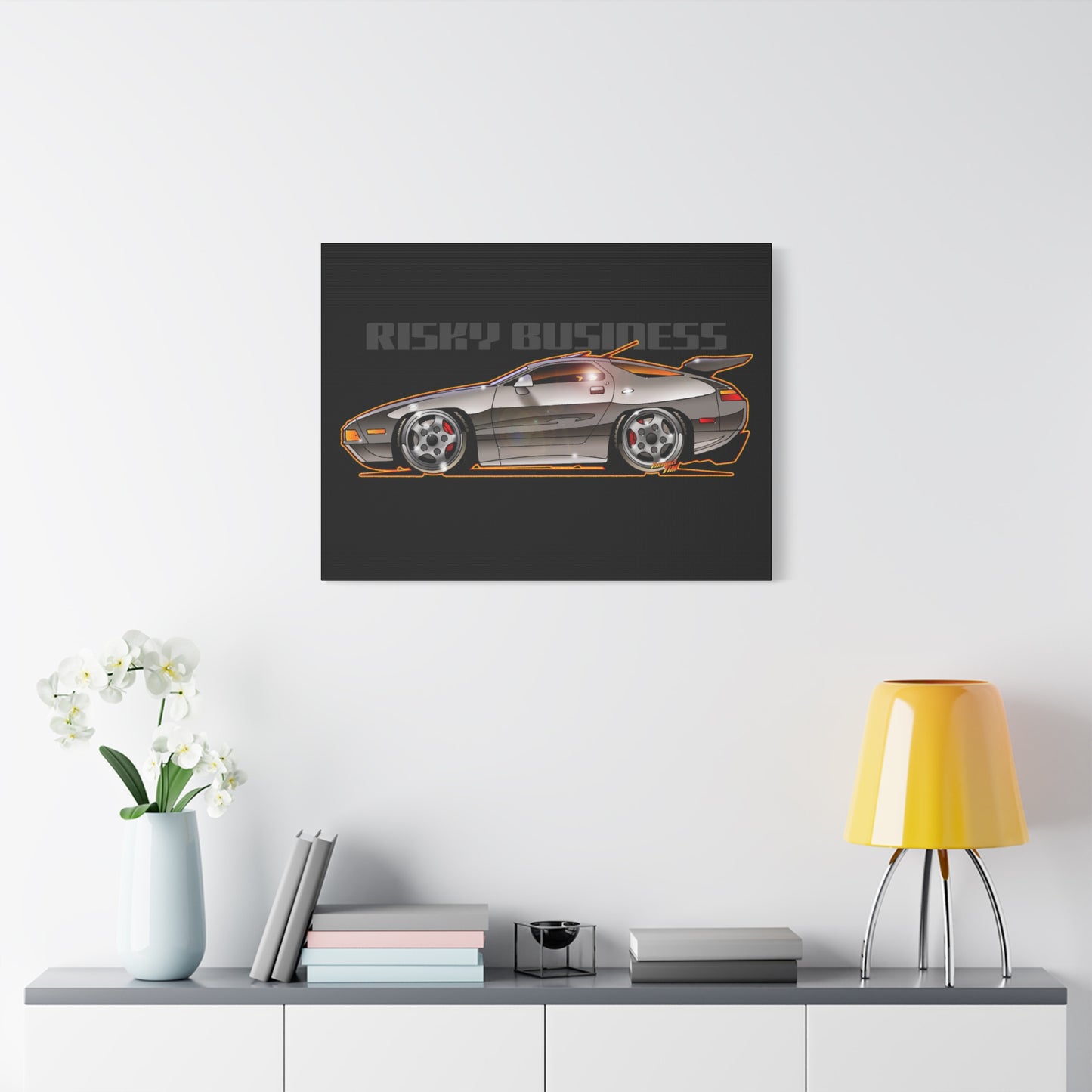 RISKY BUSINESS Porsche 928 Fireball Art Canvas Print - Sizes