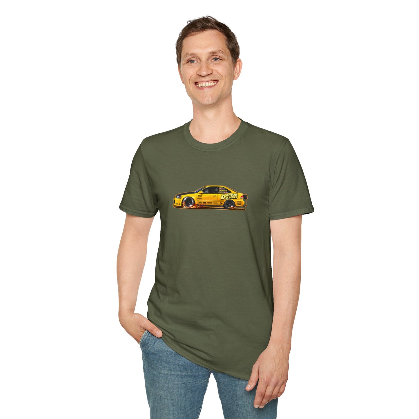 DARTON SLEEVES HONDA Drag Car Collectible Fireball Art Tee Shirt