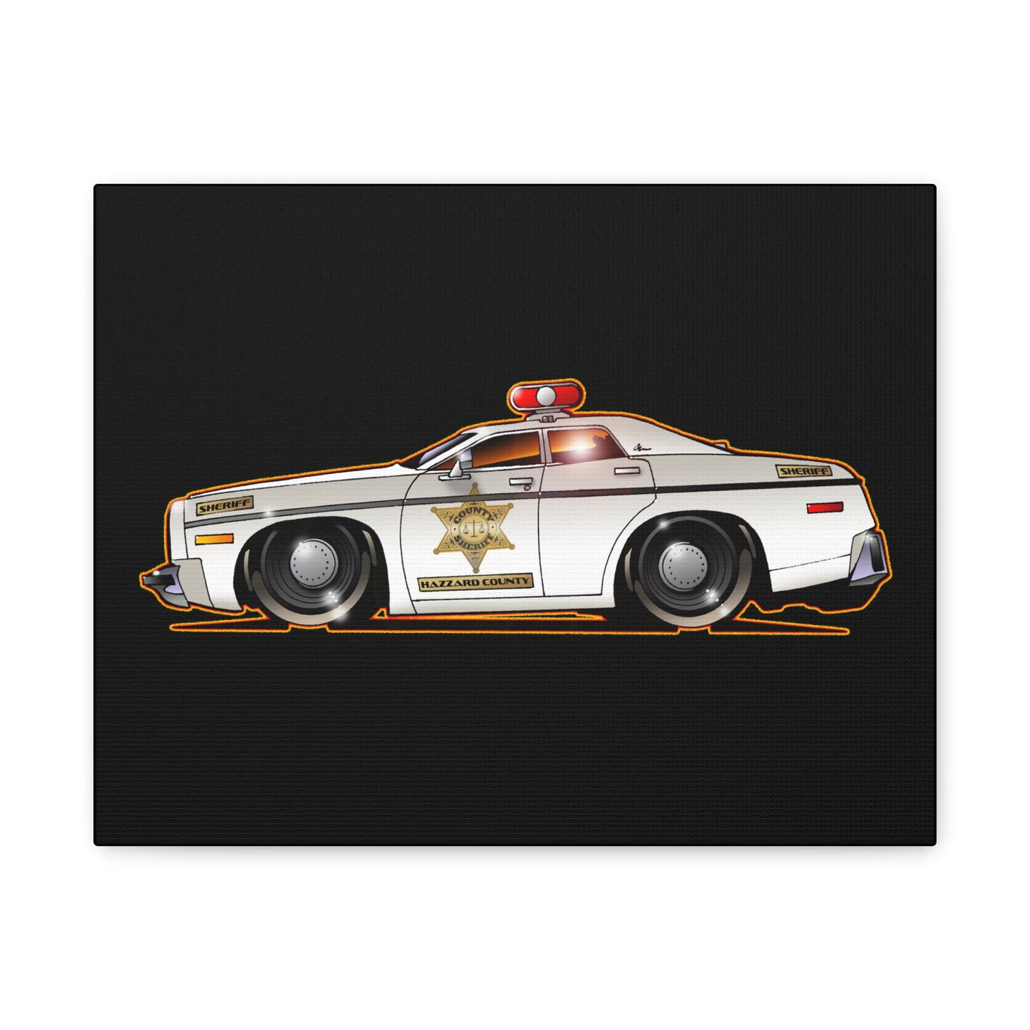 DUKES OF HAZZARD SHERIFF POLICE CAR Fireball Art Canvas Print