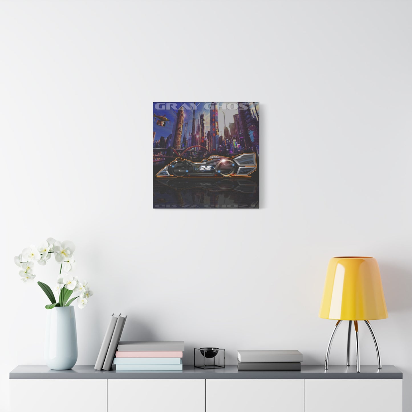 SPEED RACER GRAY GHOST Race Car Fireball Art Canvas Print