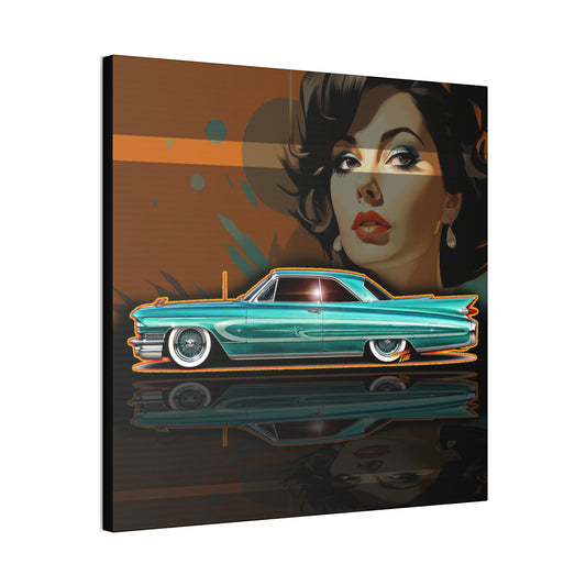 CADILLAC CUSTOM COUPE 1961 Collectible Fireball Art Canvas Stretched Print