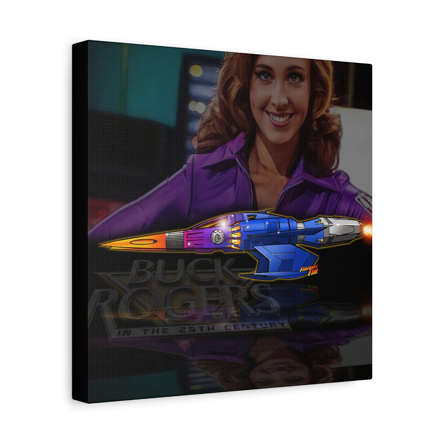 BUCK ROGERS Hot Rod Starfighter Spaceship Canvas Art Wall Print - 12x12