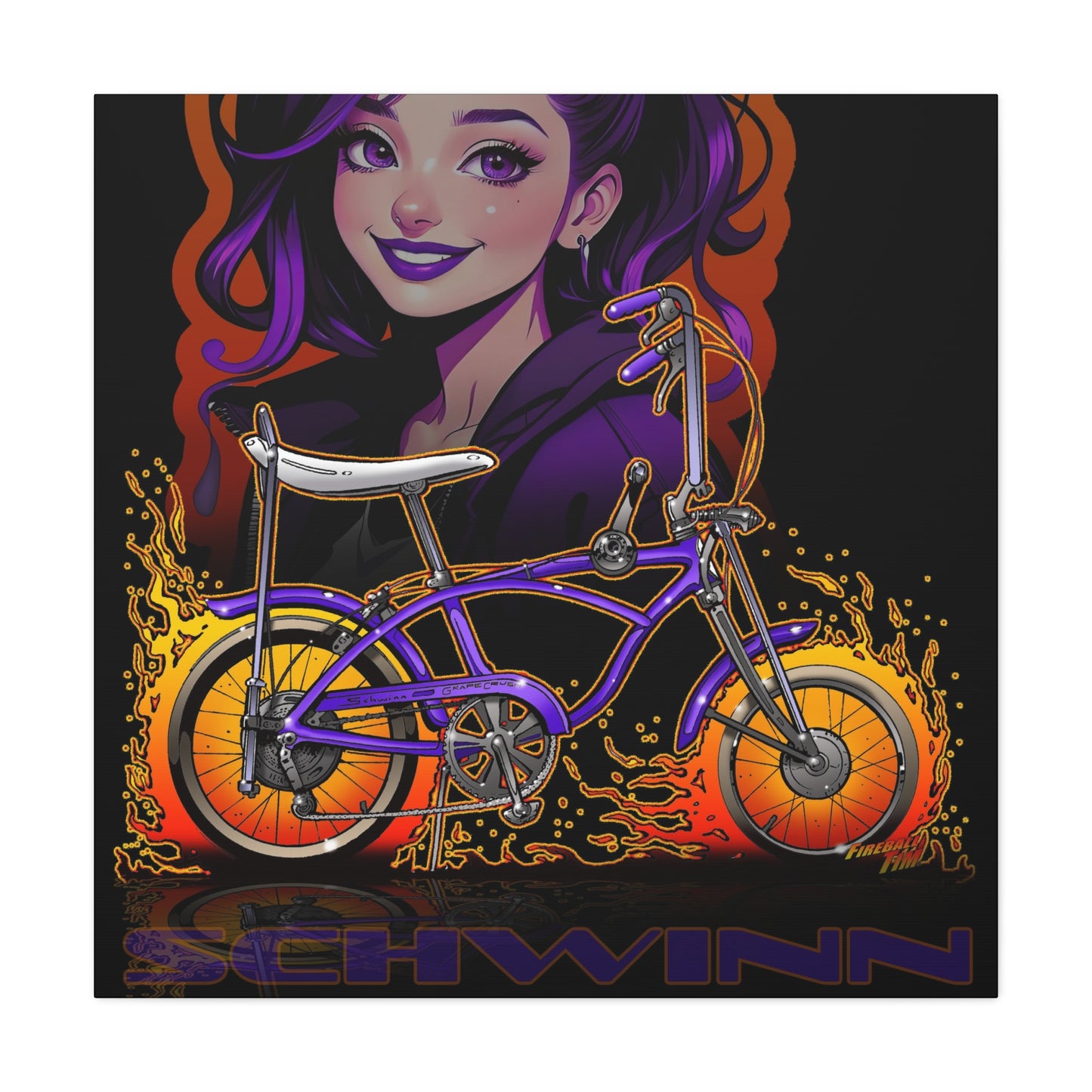 SCHWINN BIKE Grape Crush Fireball Art Canvas Print