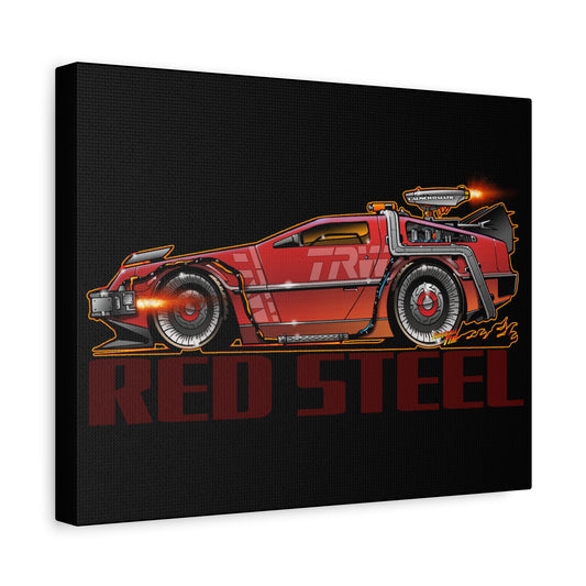 BACK TO THE FUTURE DELOREAN Red Steel Time Machine Canvas Art Wall Print 11/14