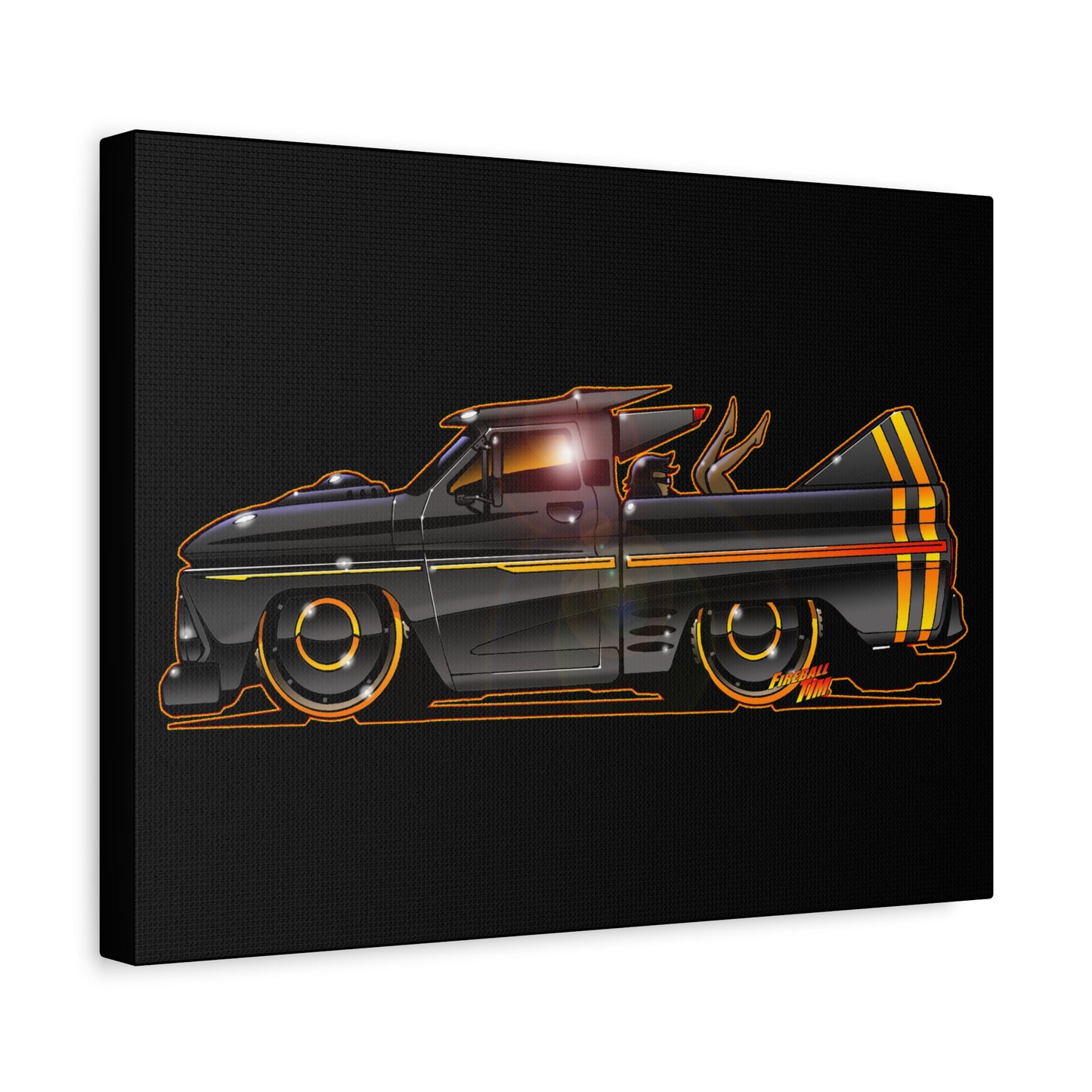 CHEVROLET C10 1960 Stinger Pickup Truck Fireball Art Canvas Print