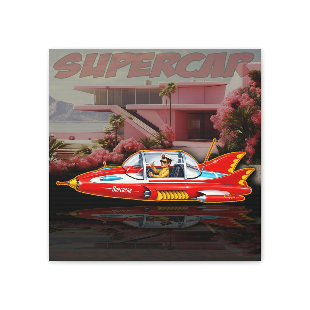 SUPERCAR Gerry Anderson 60's TV Flying Car Collectible Fireball Art Canvas Stretched Print