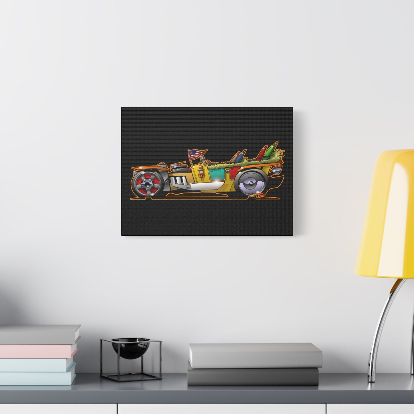 MONGREL T HOT ROD Elvis Easy Come Easy Go Fireball Canvas Art Wall Print
