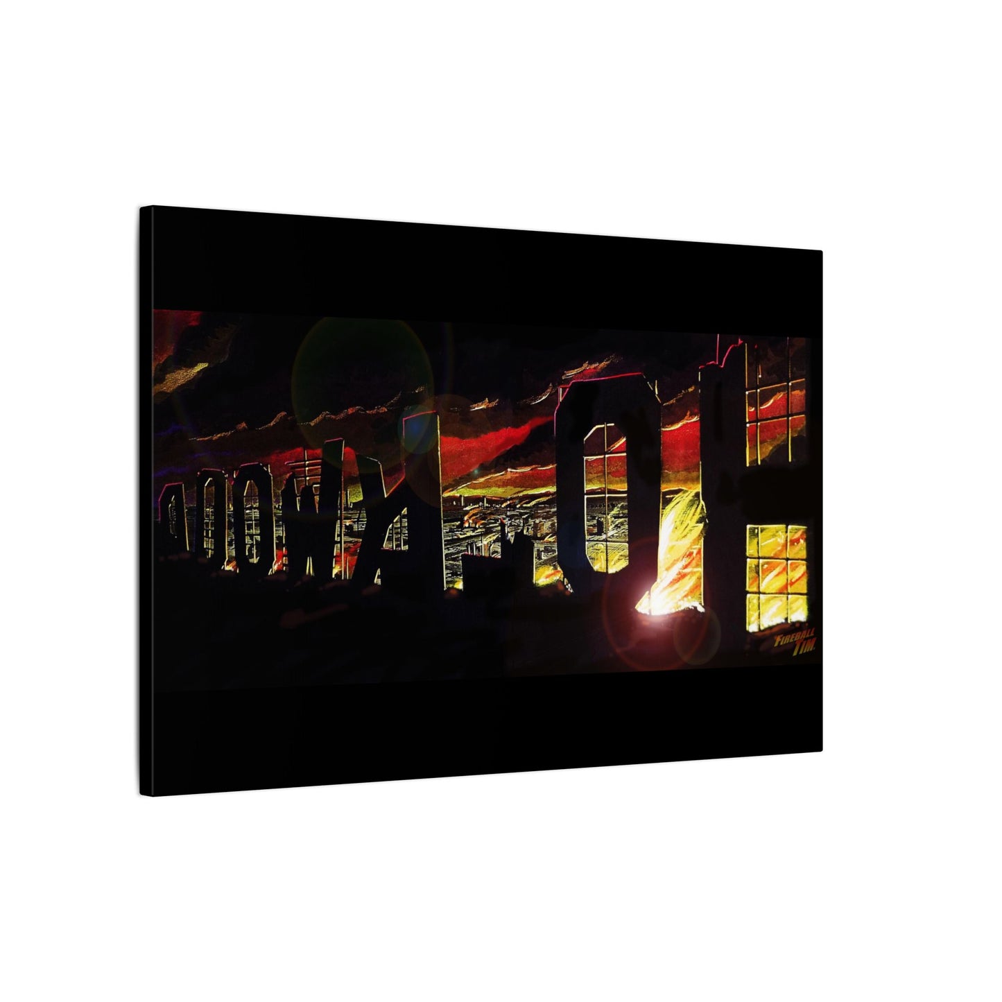 ESCAPE FROM LA Hollywood Sigh Fireball Concept Art Canvas Print