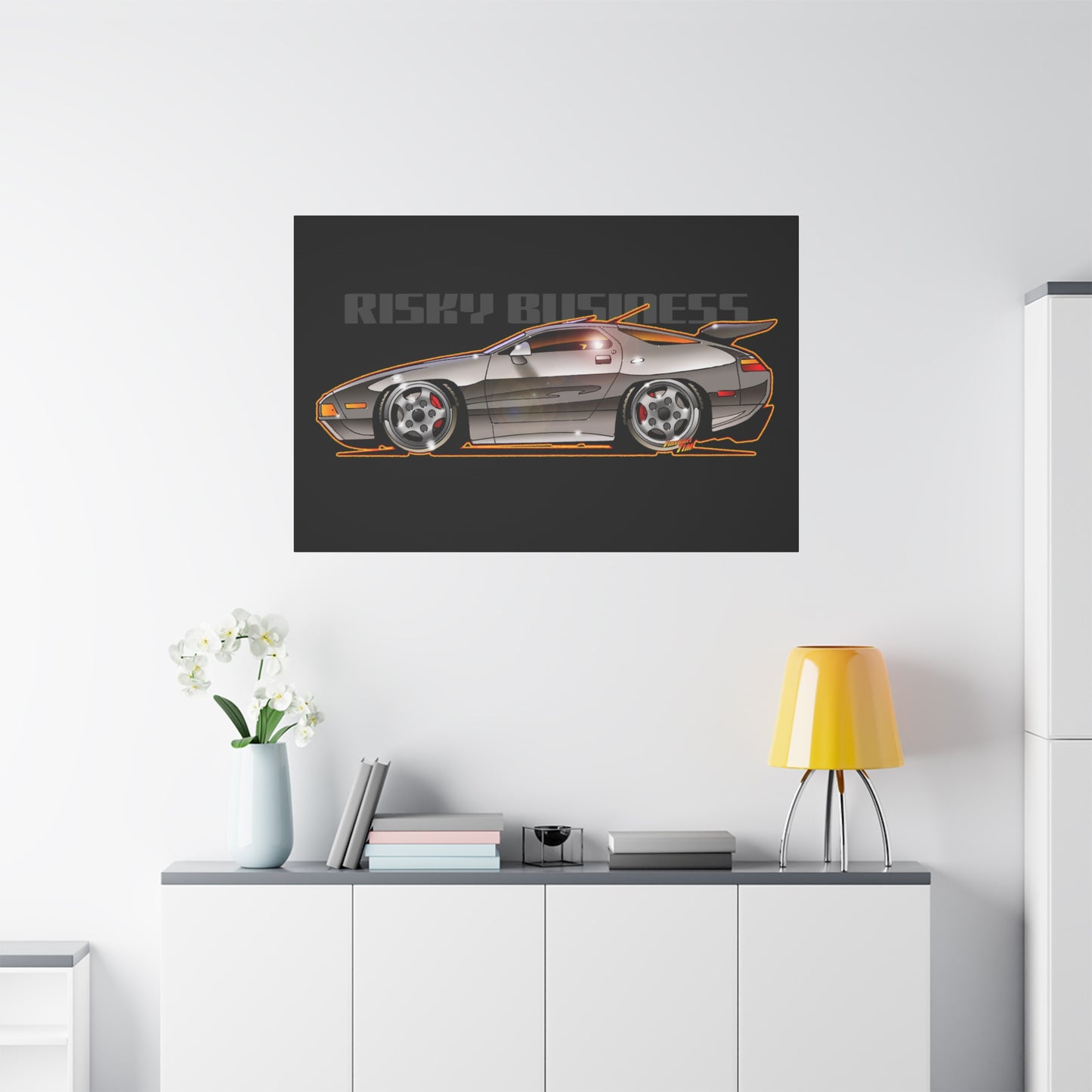 RISKY BUSINESS Porsche 928 Fireball Art Canvas Print - Sizes