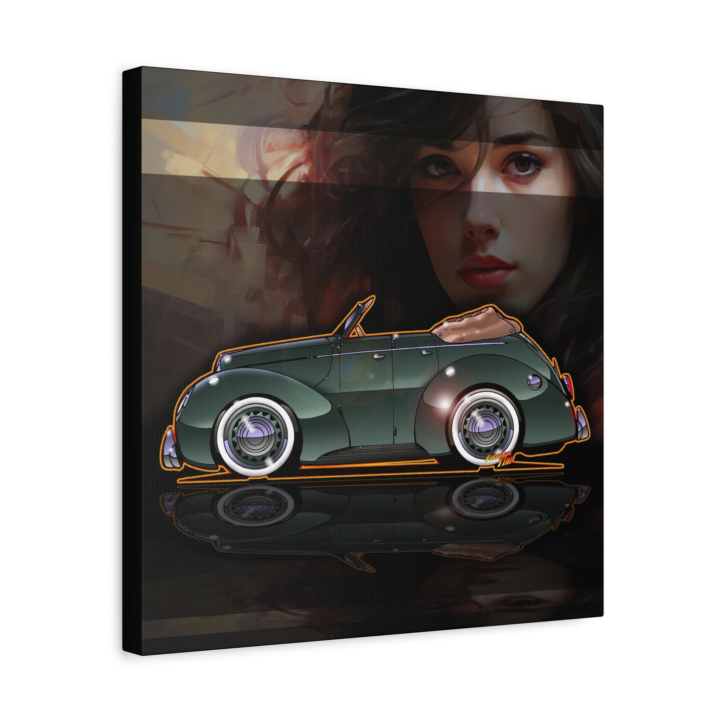 FORD DELUXE 1939 Convertible Fireball Art Canvas Print