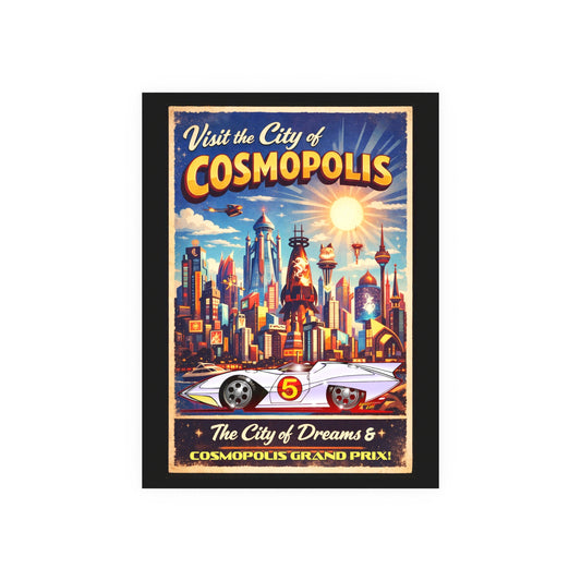 VISIT COSMOPOLIS Speed Racer Mach 5 Vintage Fireball Art Travel Poster Satin/Matte