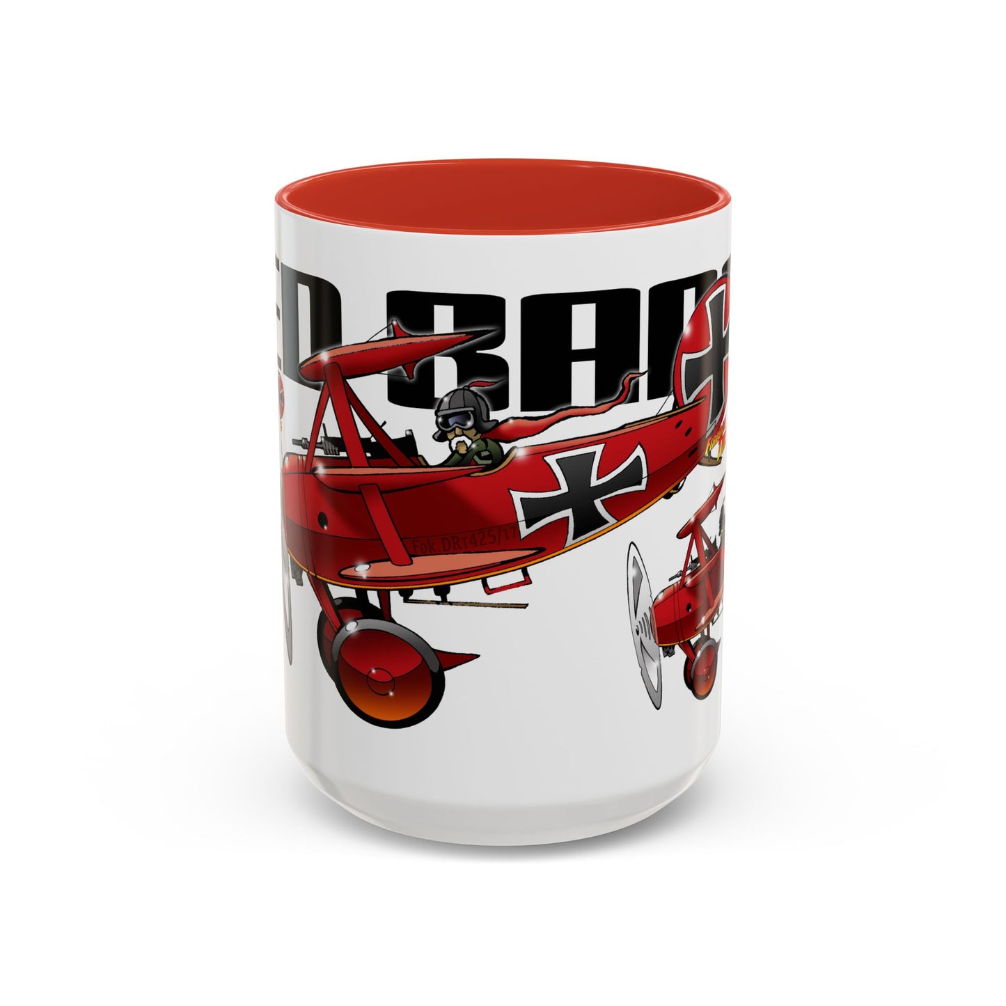 RED BARON FOKKER WW1 Airplane Fireball Art Collectible Coffee Mug - 2 Sizes