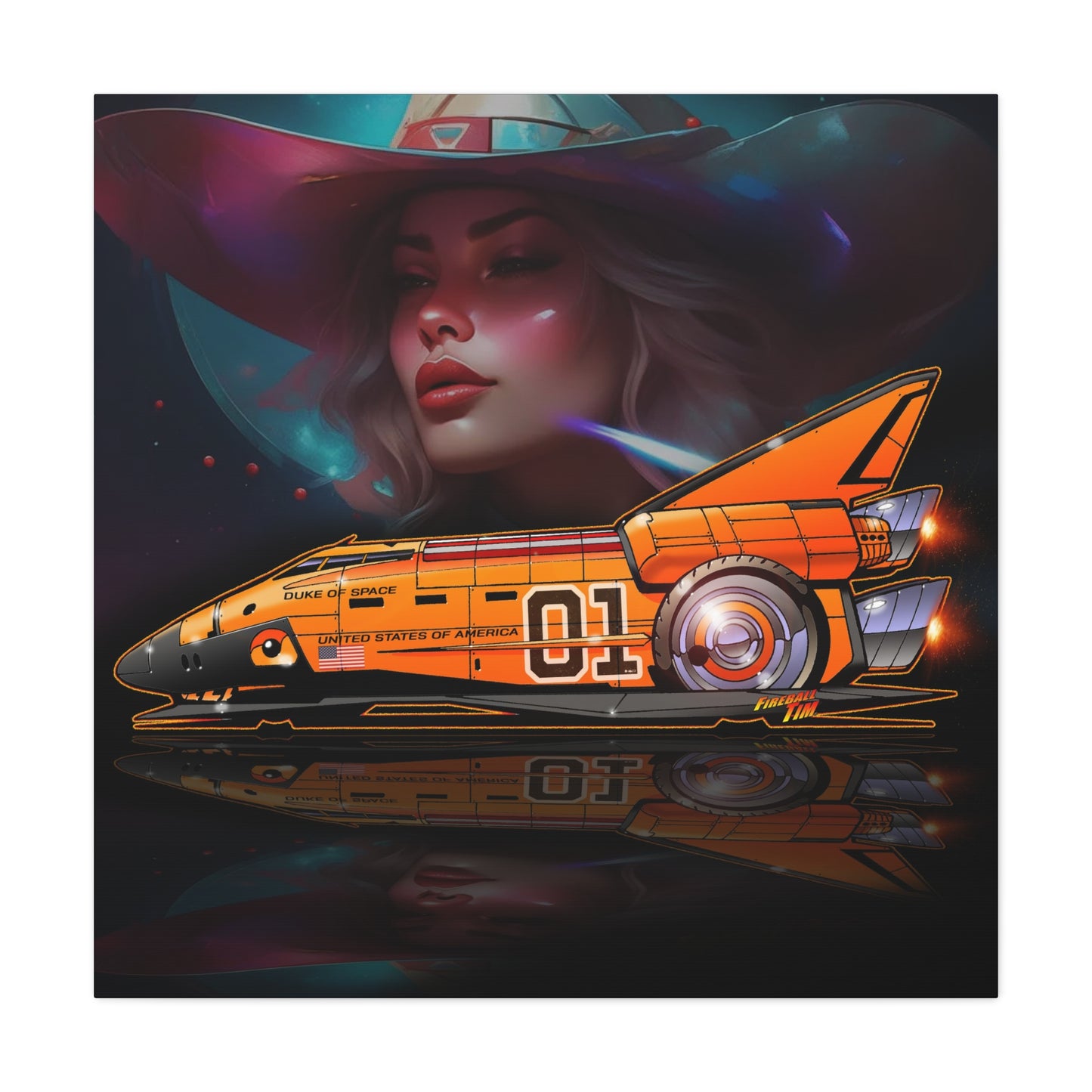DUKE OF SPACE Dukes of Hazzard Space Shuttle Canvas Art Wall Print