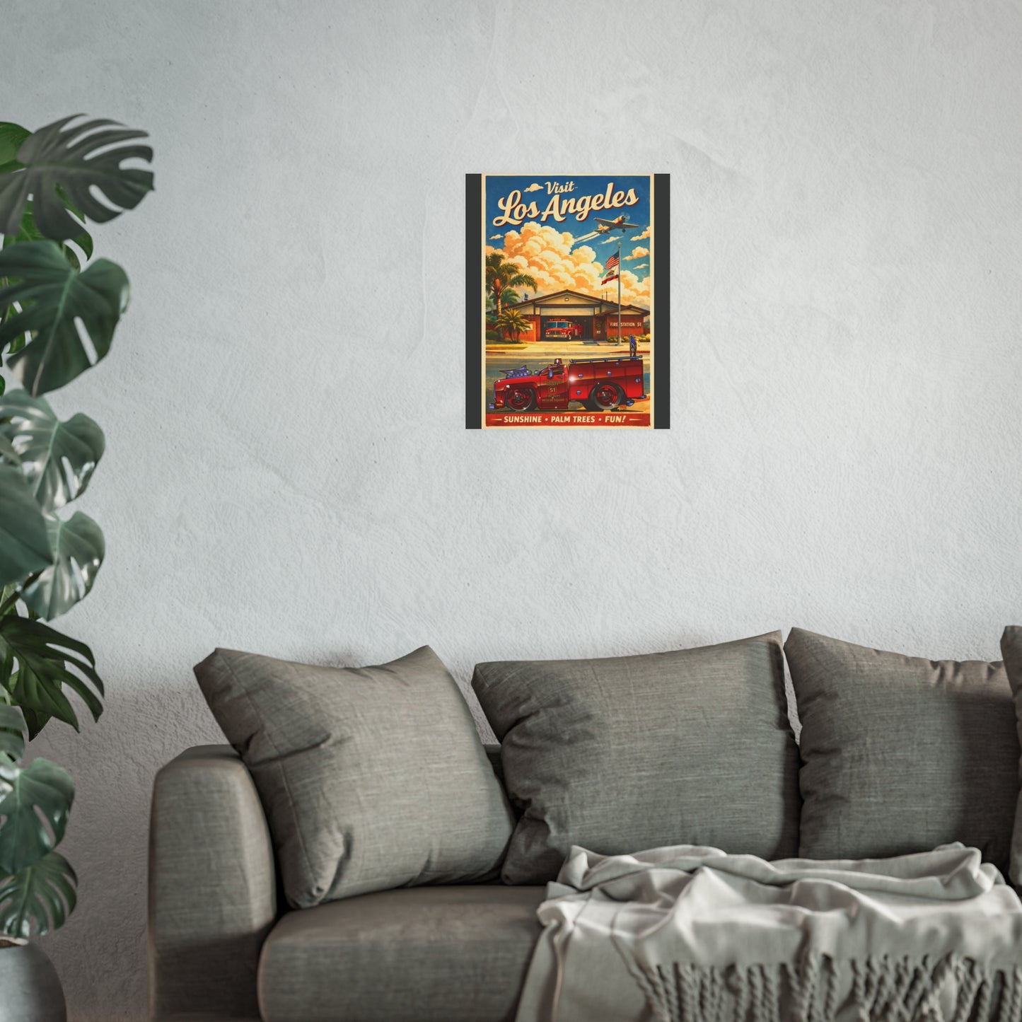 VISIT LOS ANGELES Emergency Station 51 Satin/Matte Fireball Art Poster