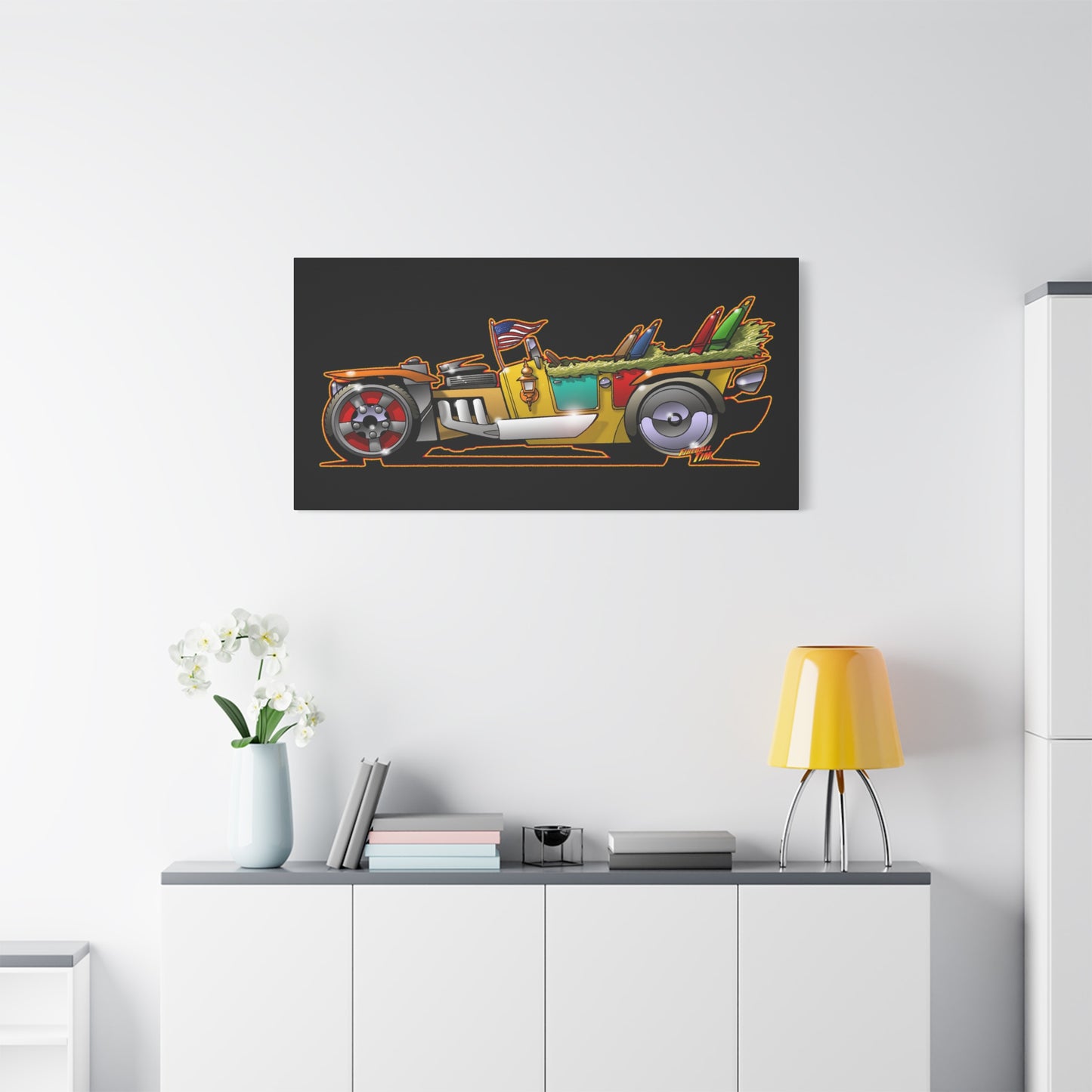 MONGREL T HOT ROD Elvis Easy Come Easy Go Fireball Canvas Art Wall Print