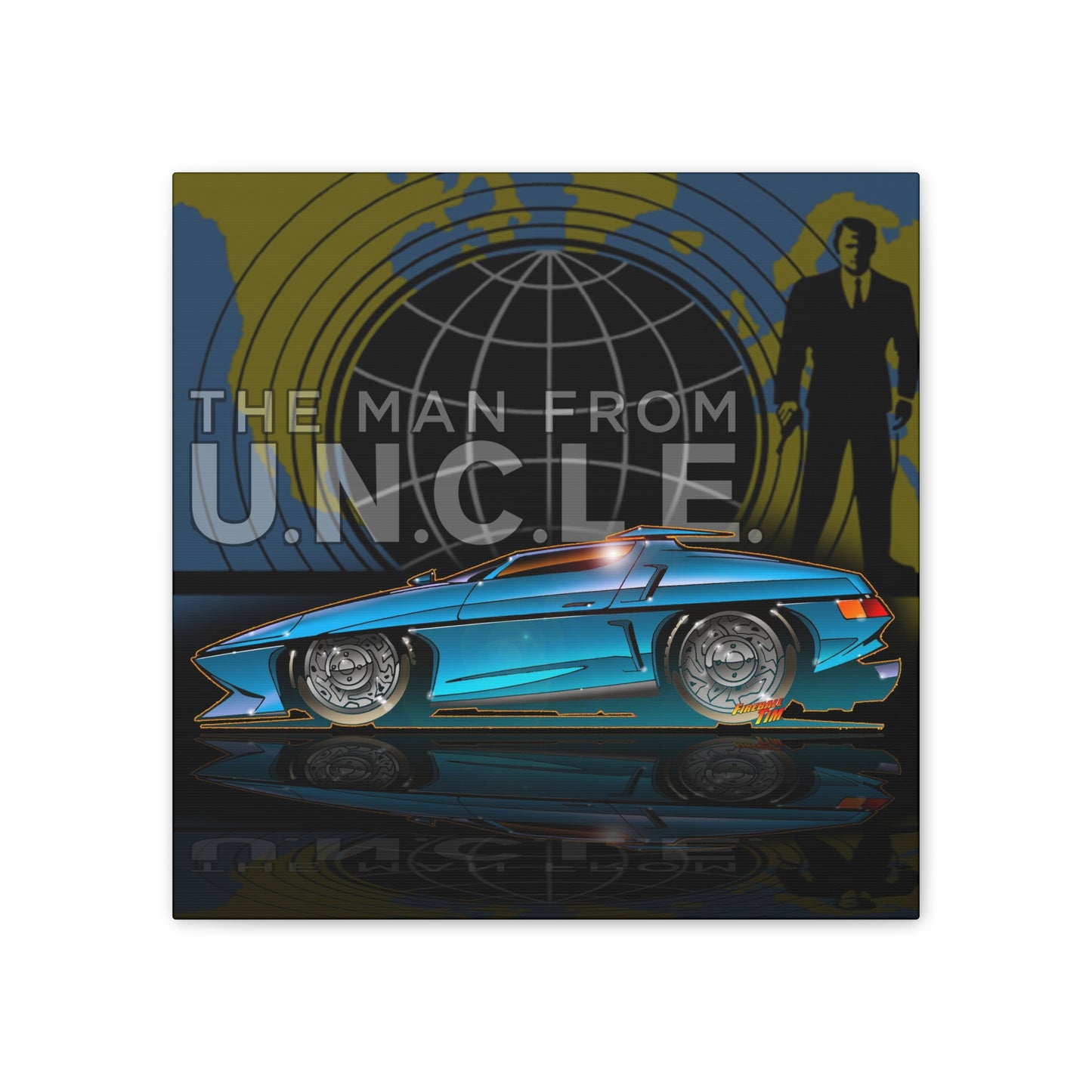 THE MAN FROM U.N.C.L.E. Piranha TV Car Fireball Canvas Art Print - 12x12