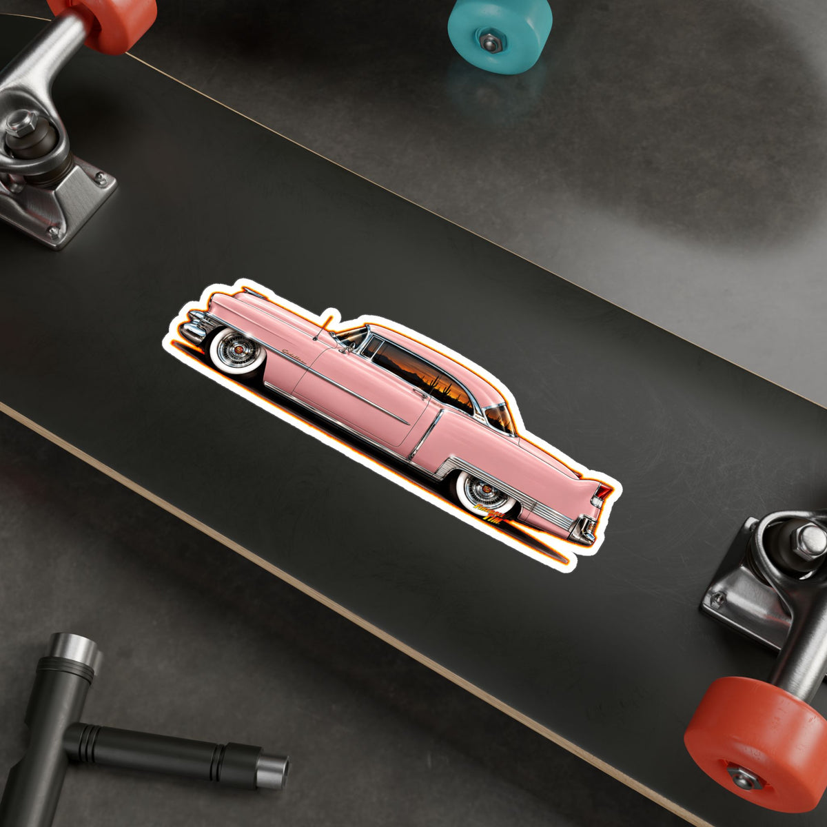CADILLAC Coupe DeVille 1953 Collectible Fireball Stickers in 4 Sizes