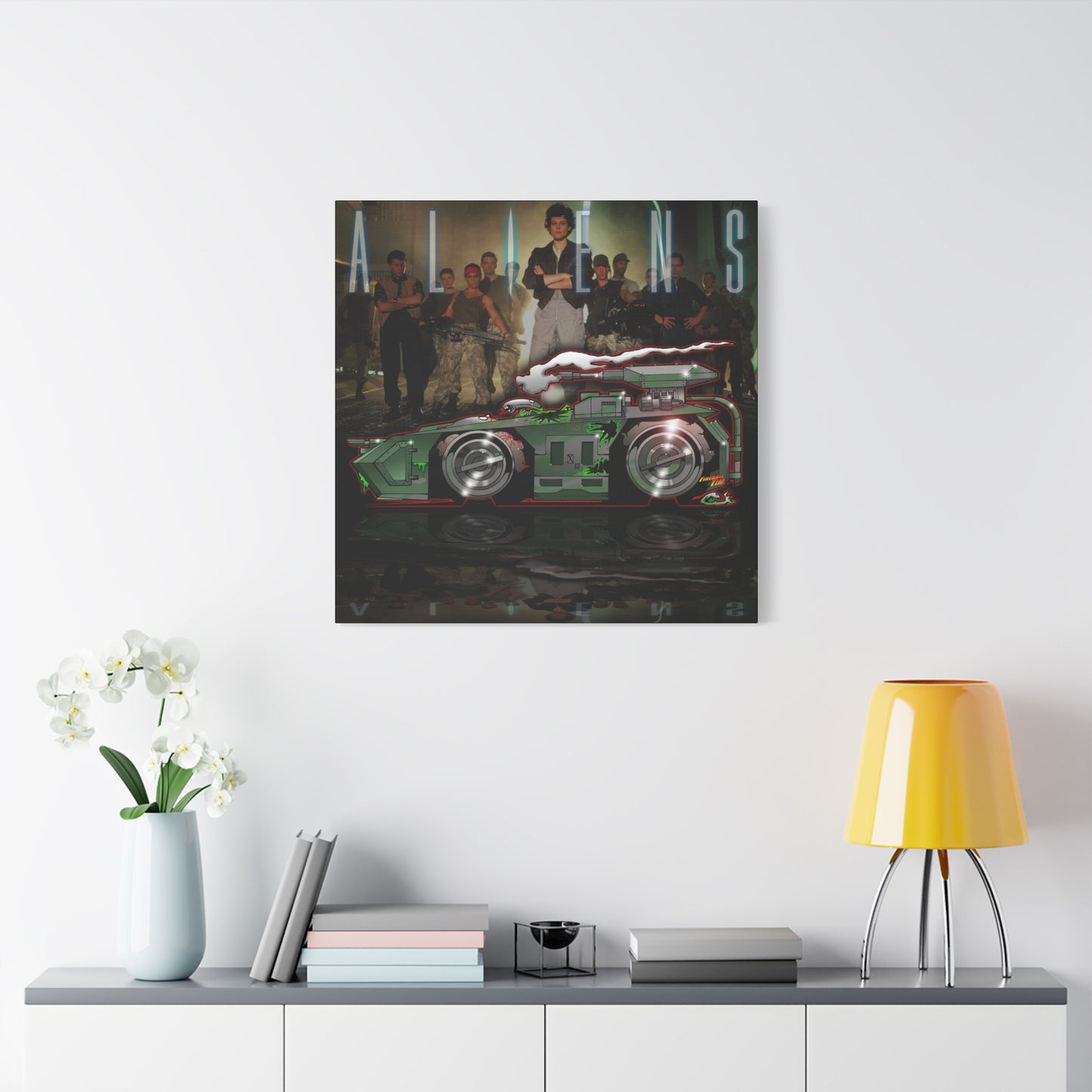 ALIENS APC TANK Movie Car Fireball Art Canvas Print