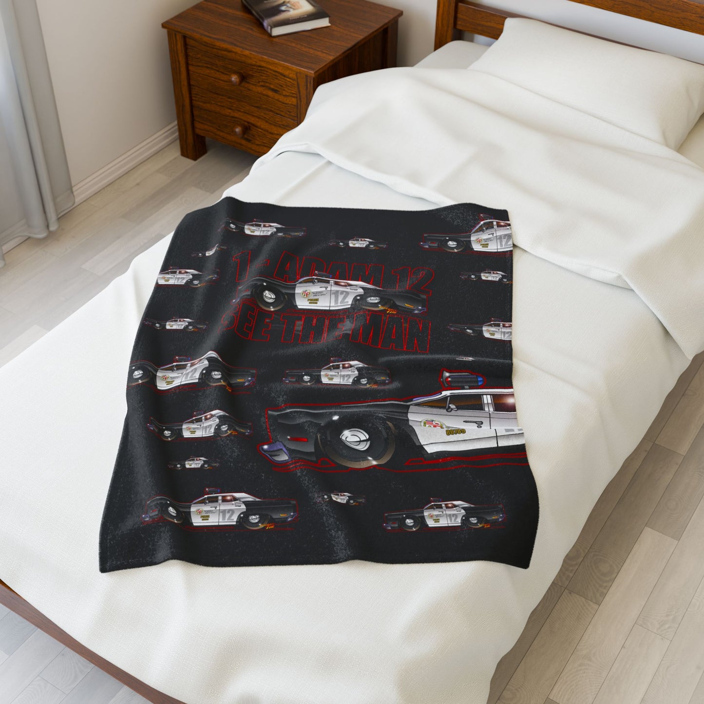 ADAM 12 PLYMOUTH BELVEDERE Police Car Cozy Blanket - 3 Sizes