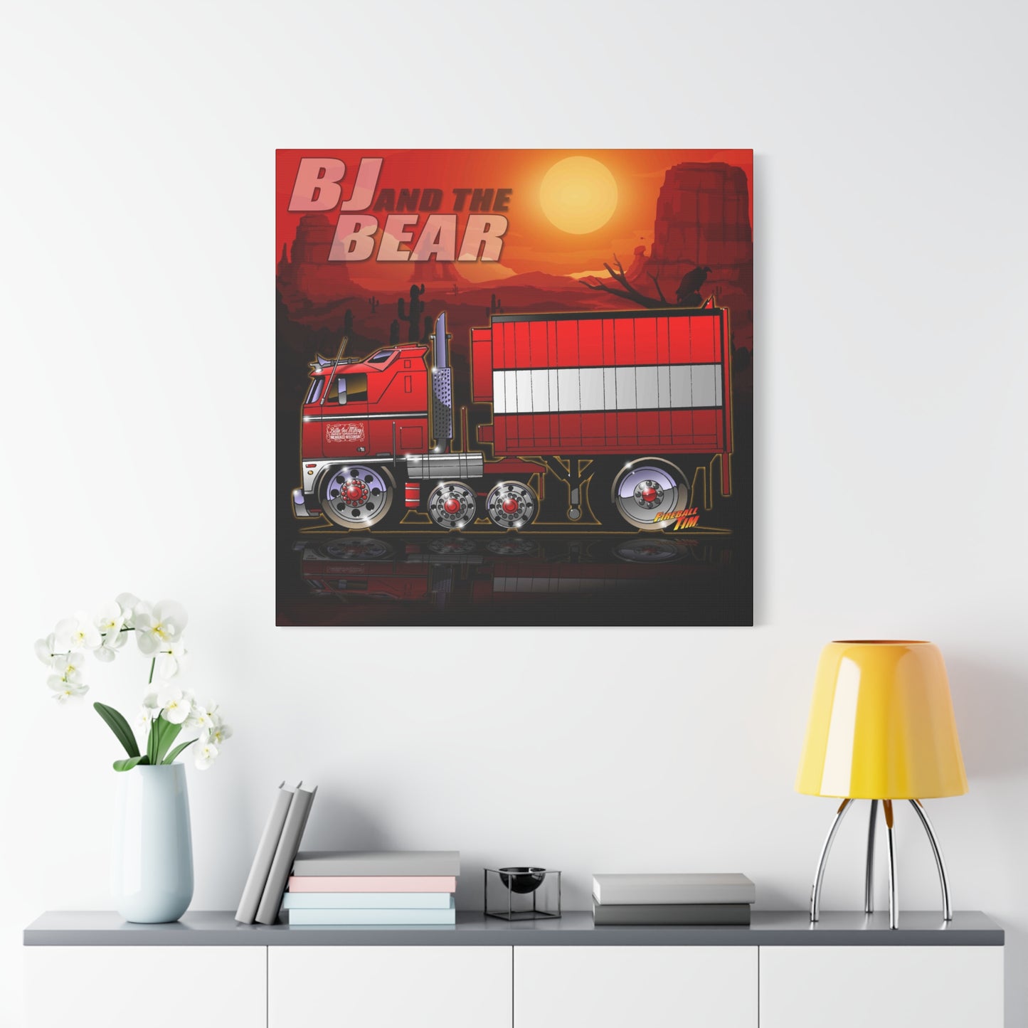 BJ AND THE BEAR TV Show Semi Truck Canvas Art Wall Print - 2 Sizes
