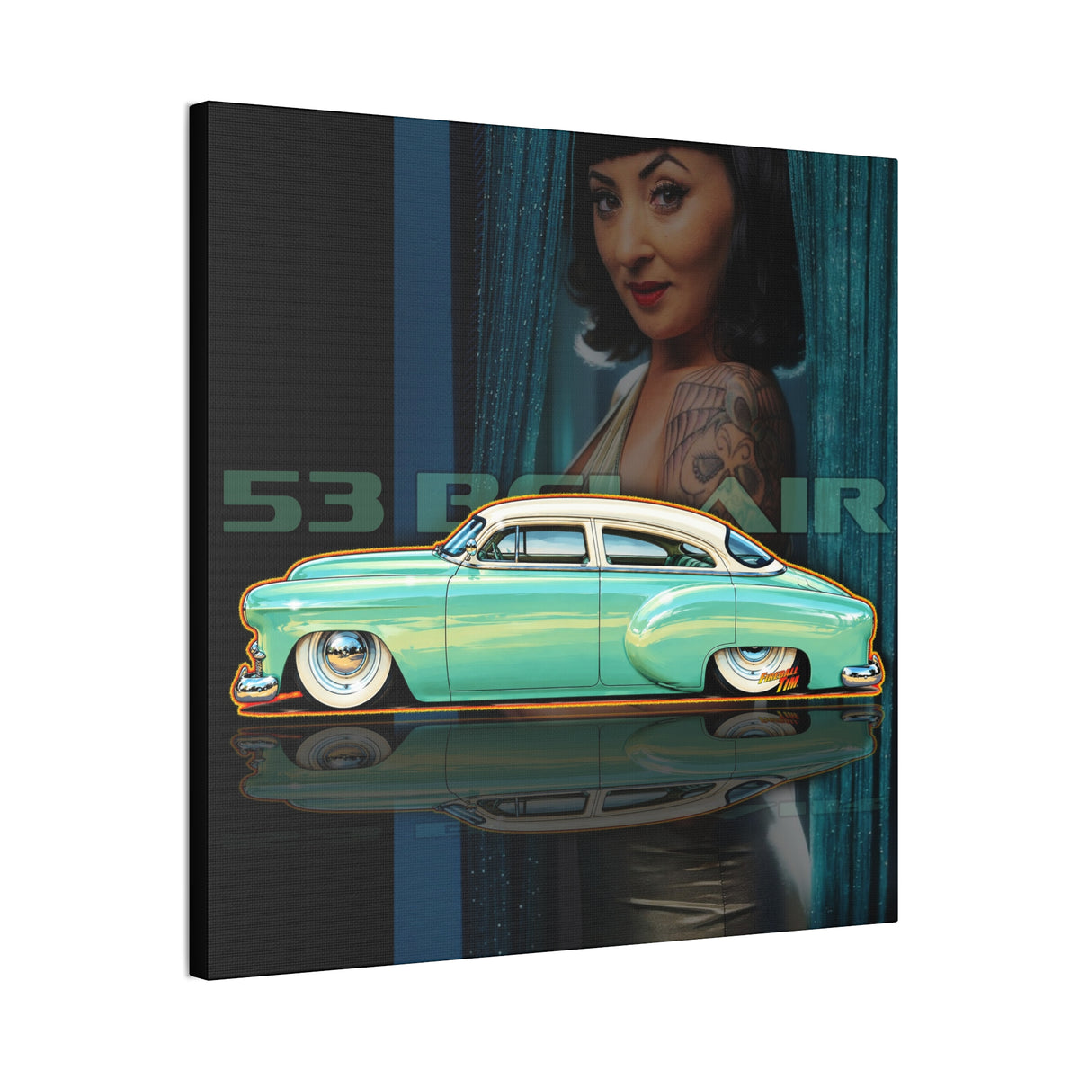 CHEVROLET BEL AIR 1953 Collectible Fireball Art Collectible Fireball Art Canvas Stretched Print
