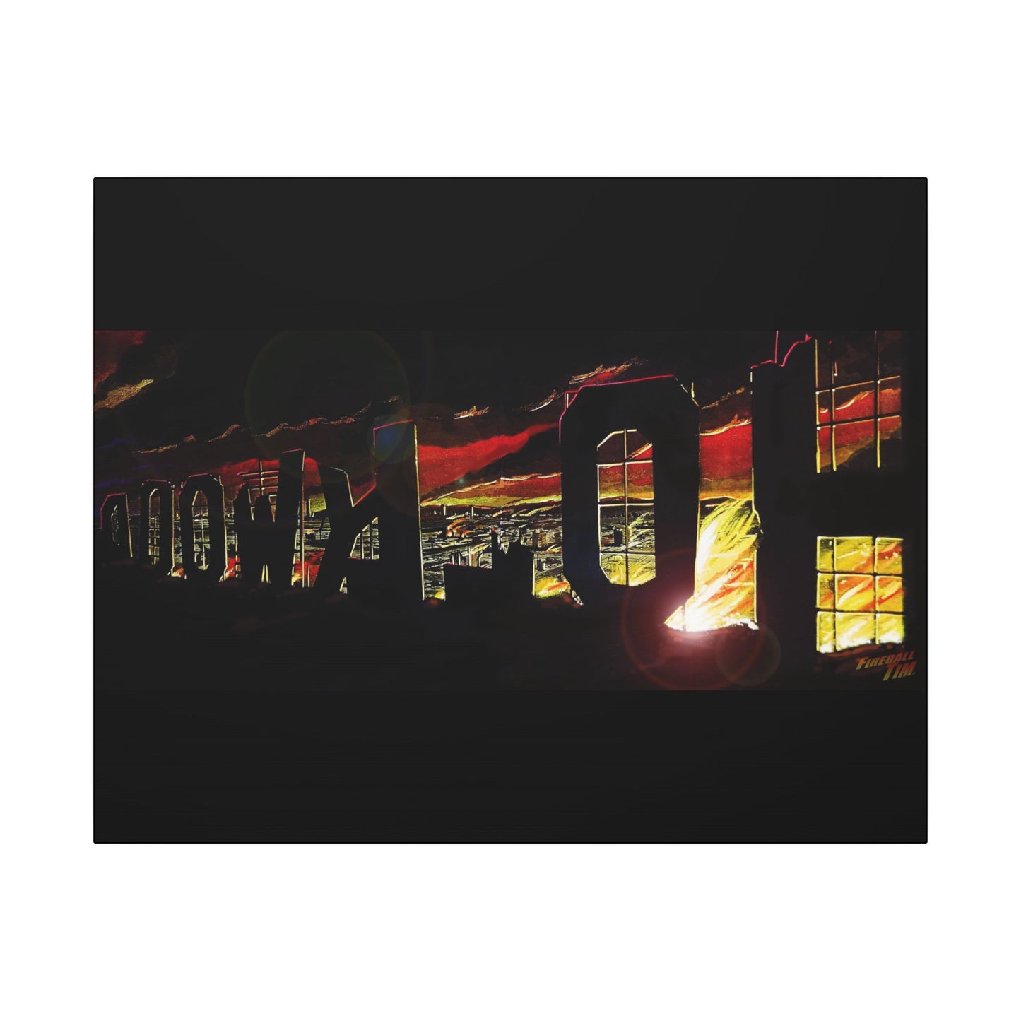 ESCAPE FROM LA Hollywood Sigh Fireball Concept Art Canvas Print